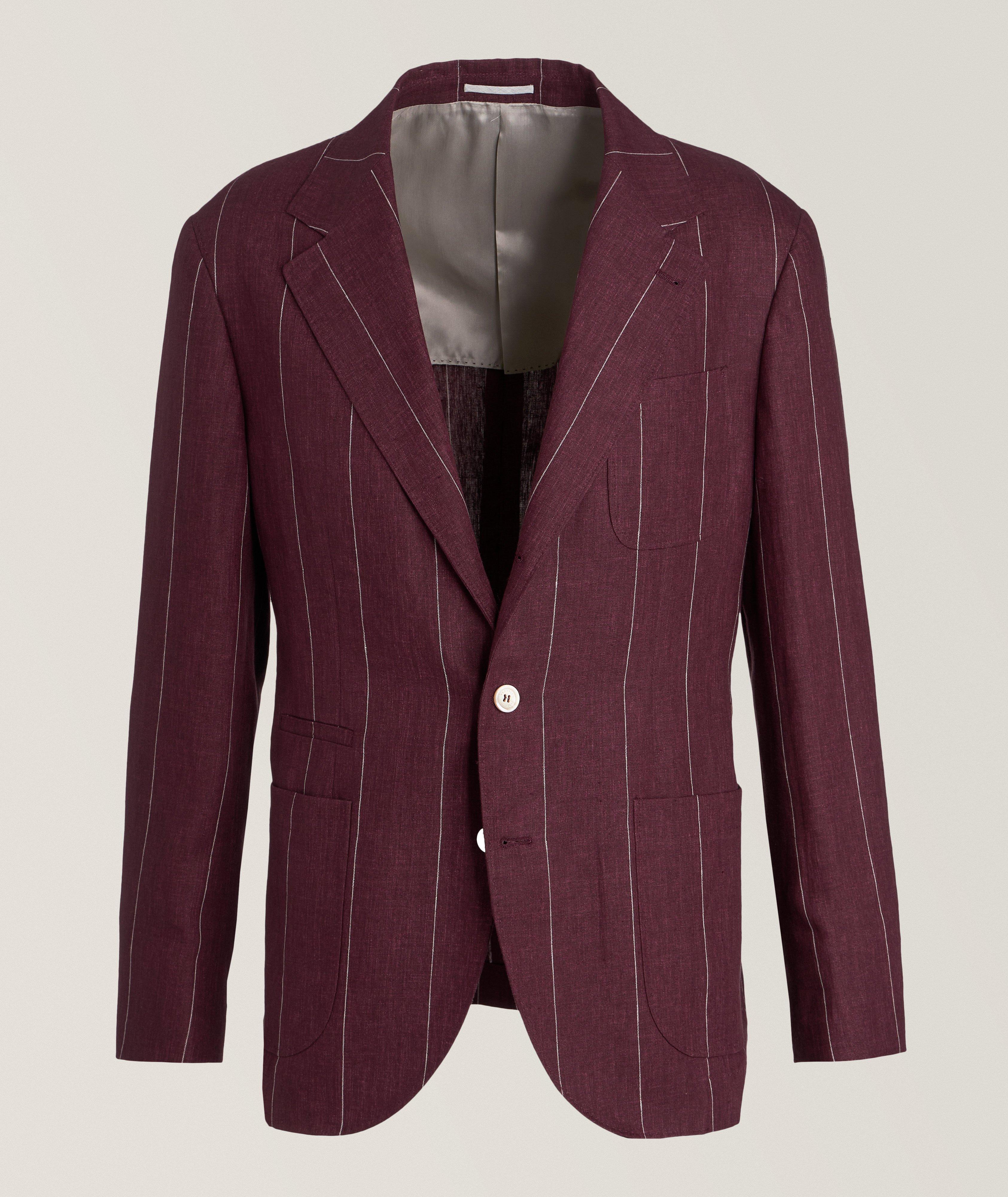 Striped Linen Unstructured Sport Jacket image 0