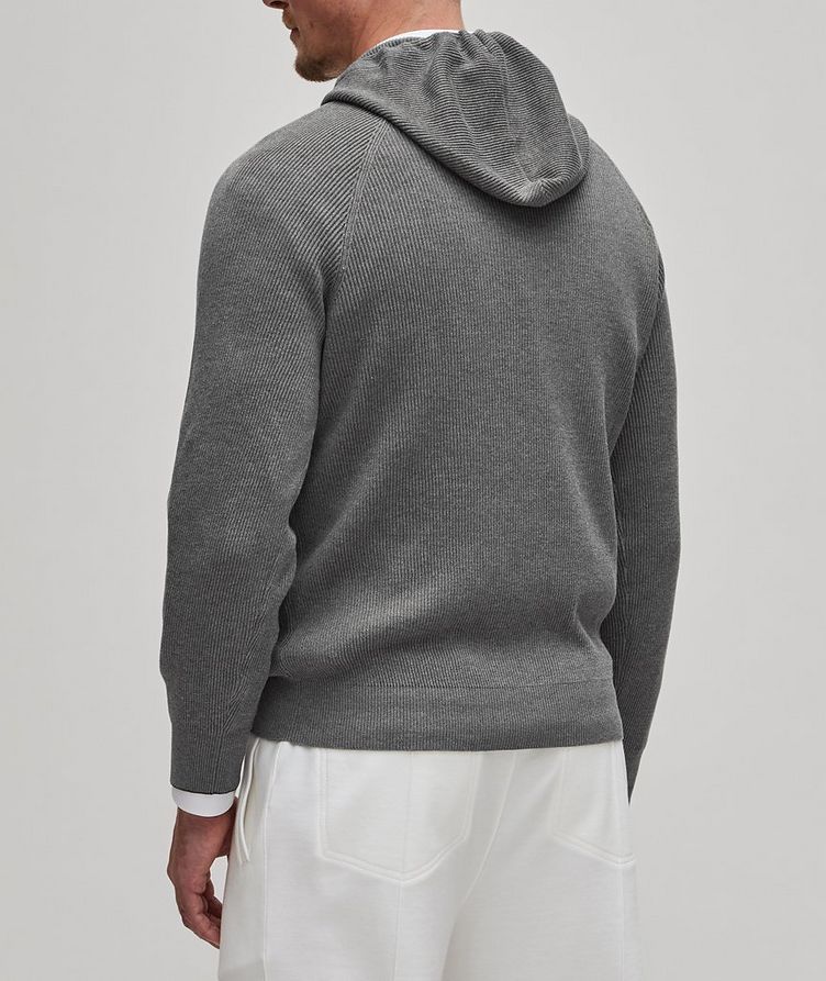 Ribbed Knit Cotton Hooded Sweater image 2