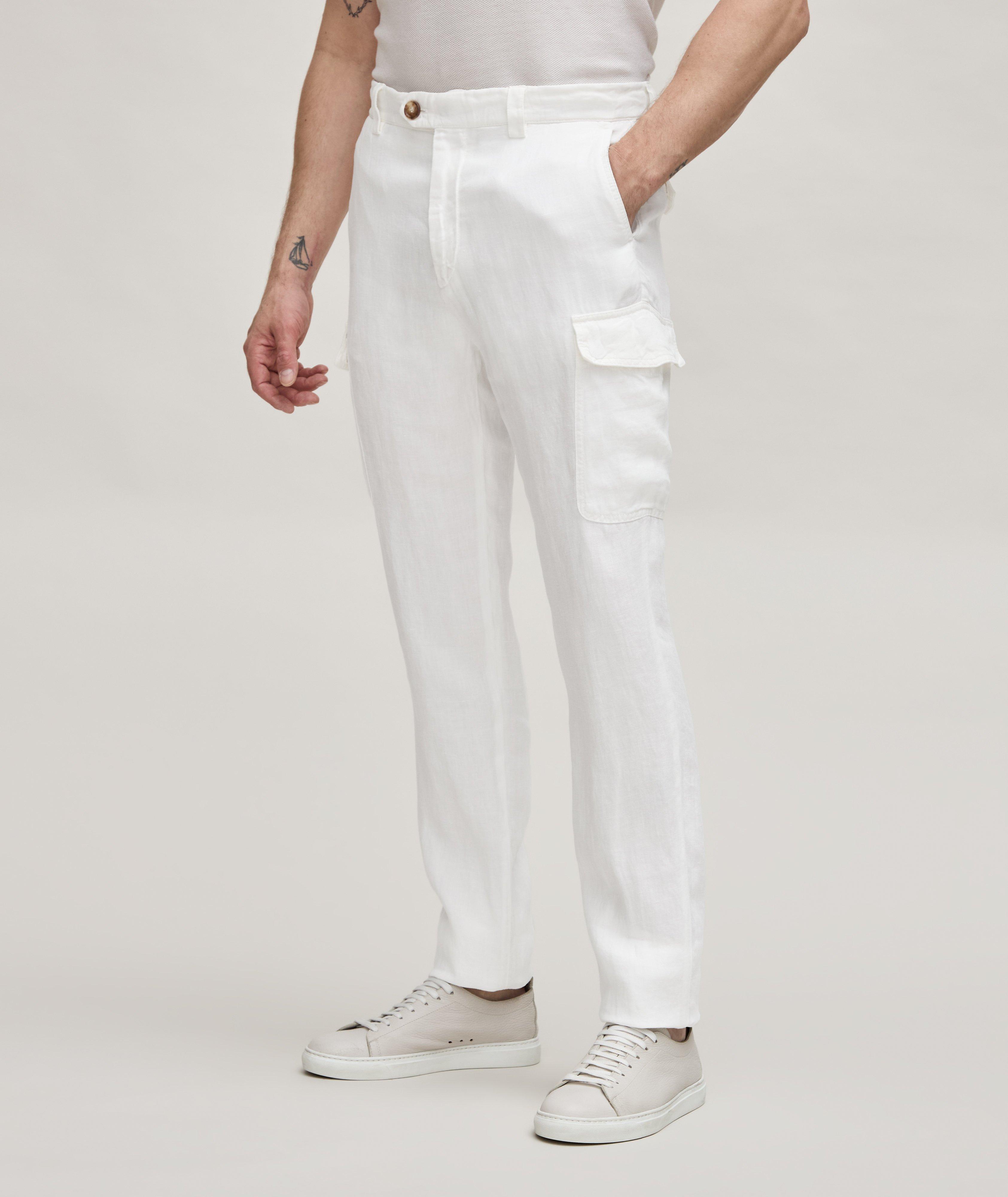 Textured Linen Cargo Pants image 1