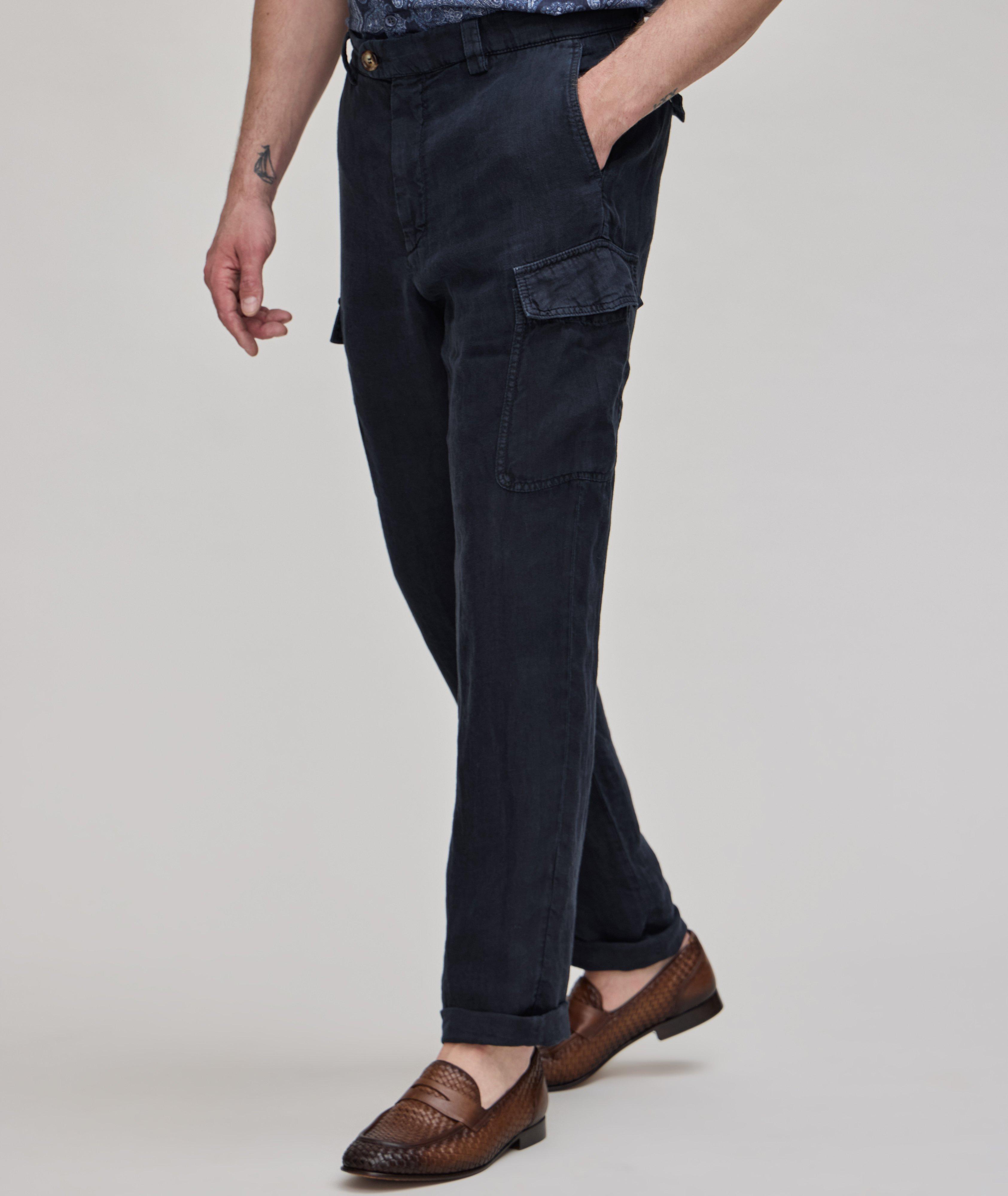 Textured Linen Cargo Pants image 3