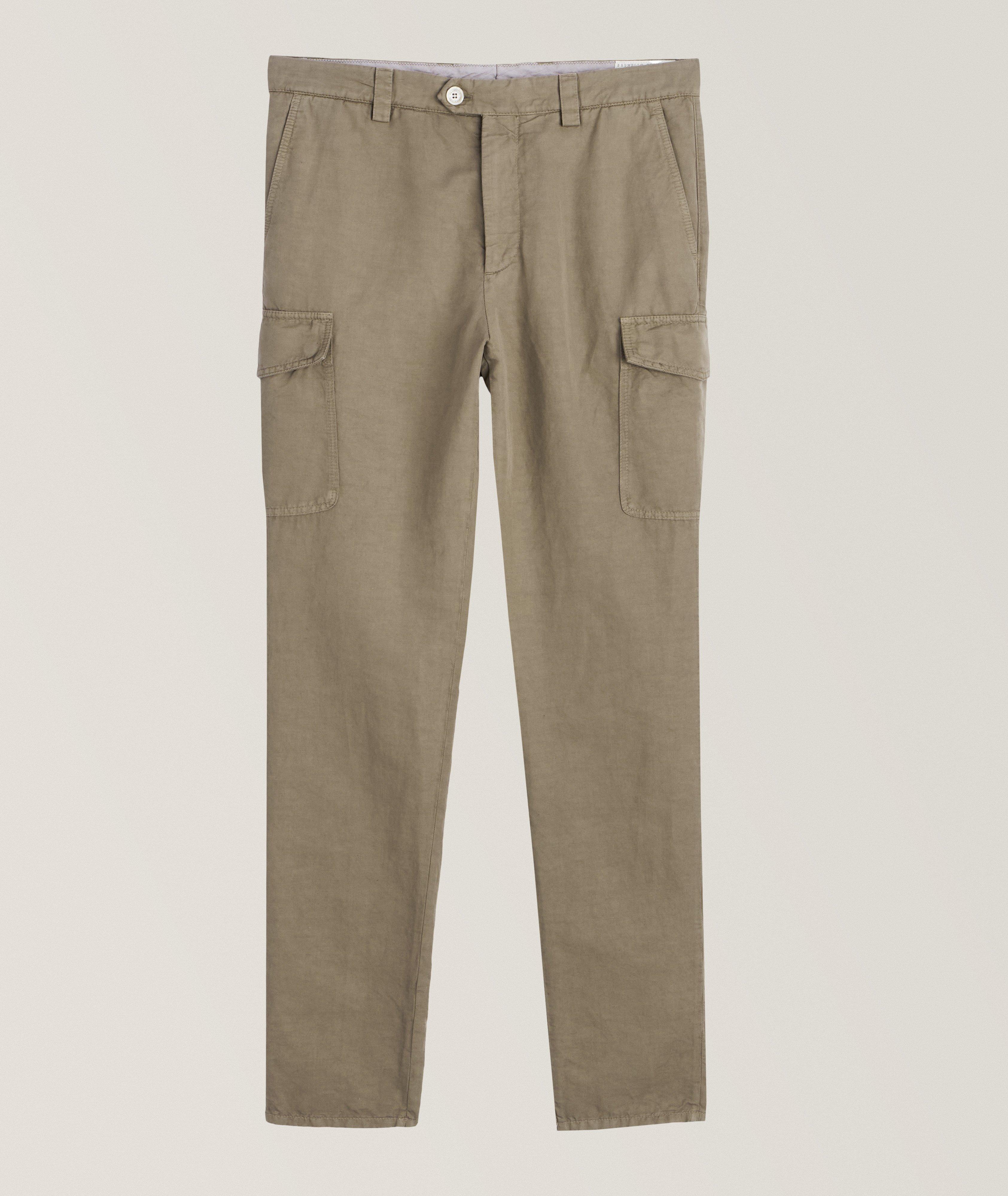 Pantalon cargo en coton et en lin image 0