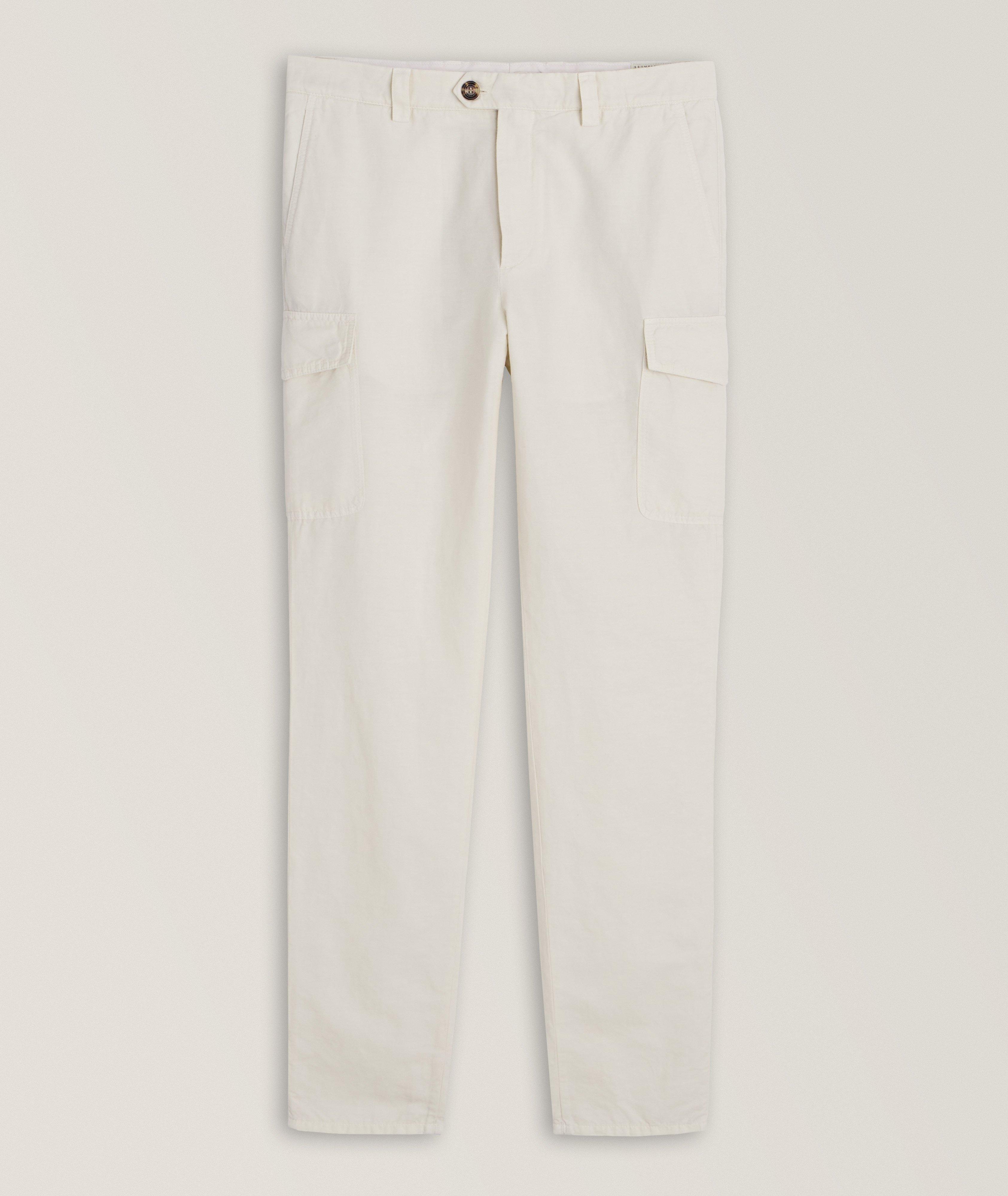 Cotton-Linen Blend Cargo Pants