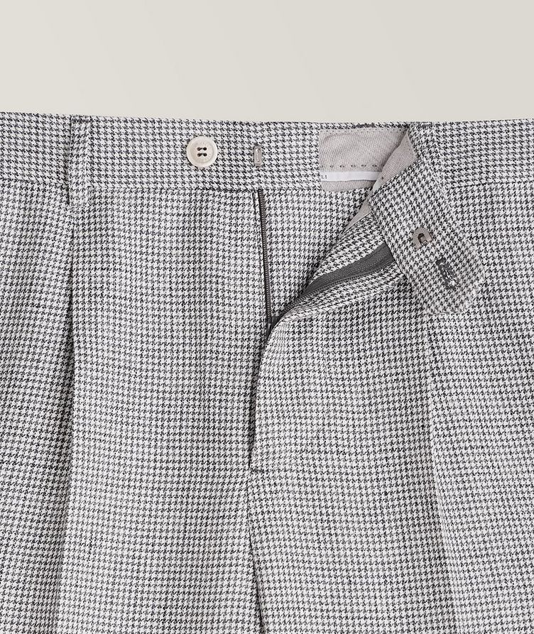 Pleated Houndstooth Linen Dress Pants image 1