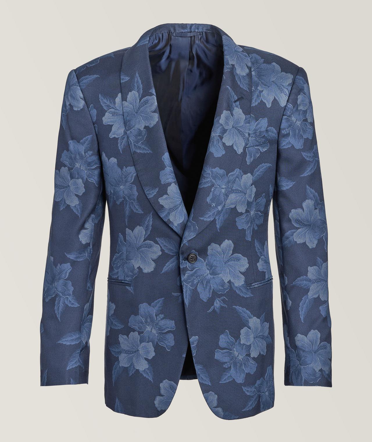 Blazer à motifs fleurs bleues