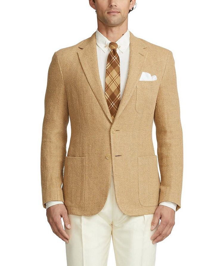 Textured Herringbone Linen, Silk & Wool Sport Jacket  image 1