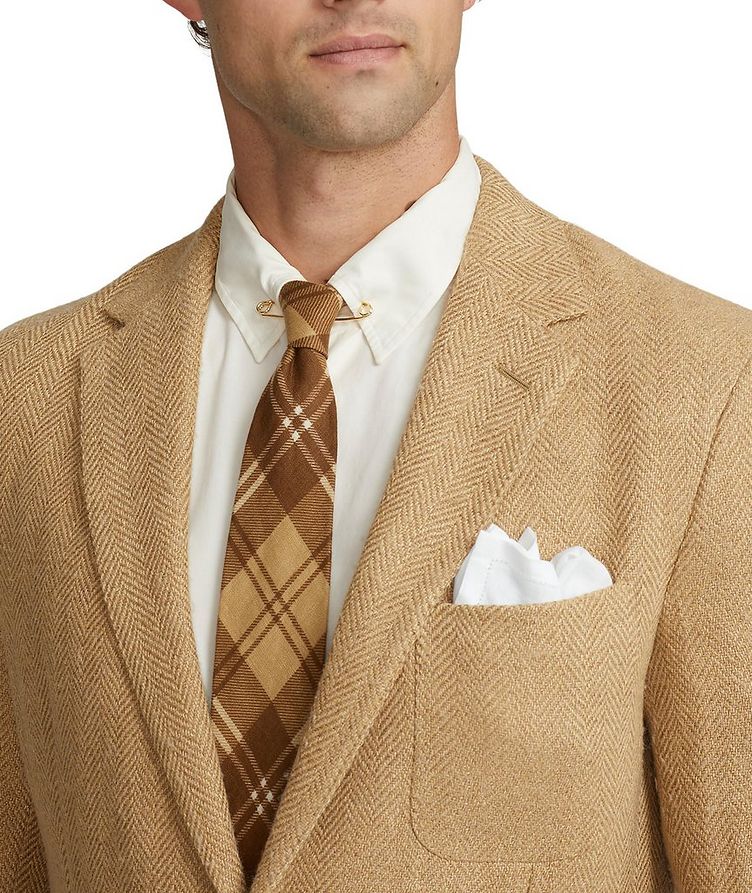 Textured Herringbone Linen, Silk & Wool Sport Jacket  image 3