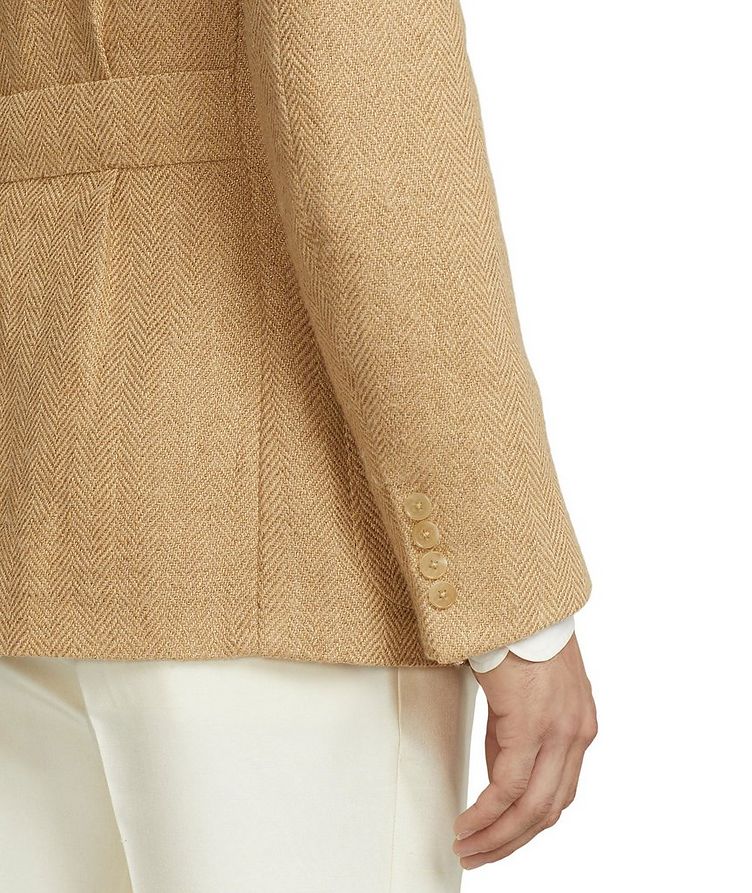 Textured Herringbone Linen, Silk & Wool Sport Jacket  image 4