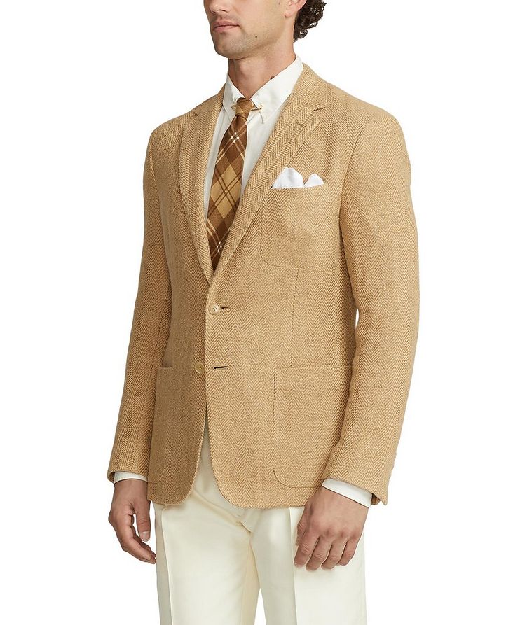 Textured Herringbone Linen, Silk & Wool Sport Jacket  image 5