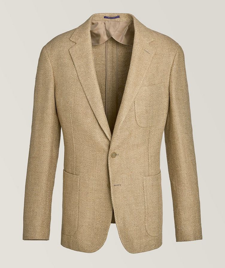 Textured Herringbone Linen, Silk & Wool Sport Jacket  image 0