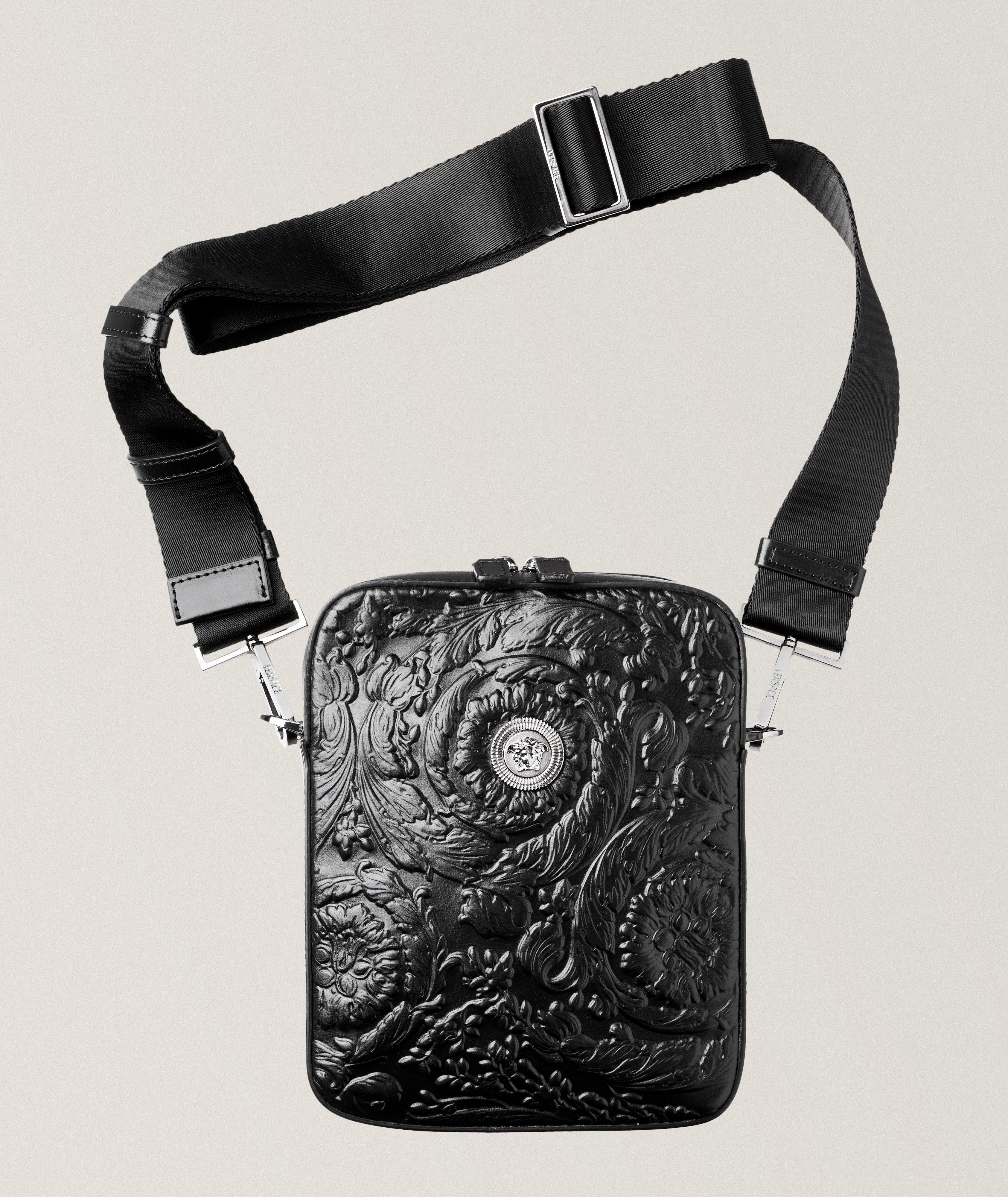 Embossed Barocco Leather Crossbody Bag