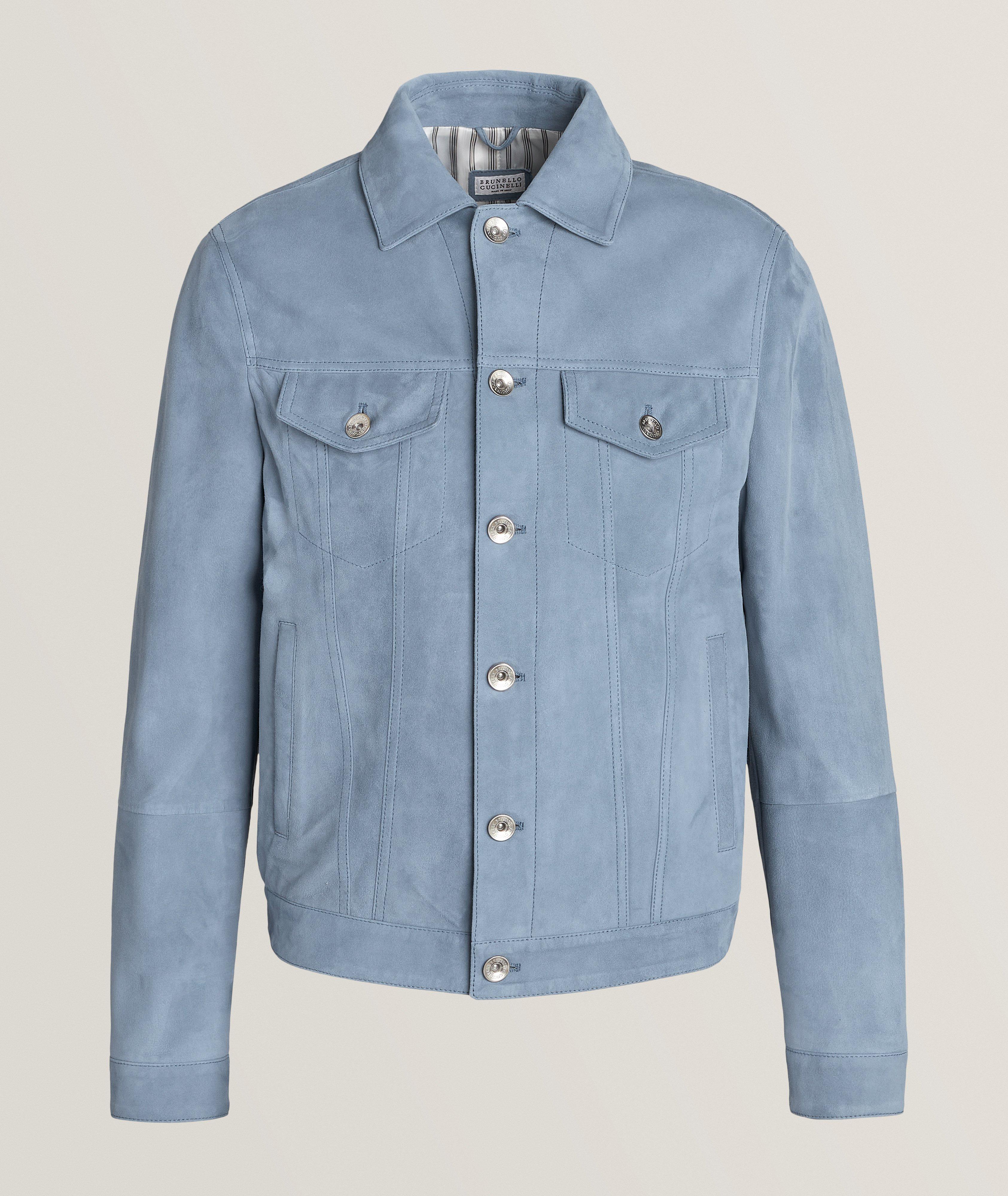 Light blue suede jacket best sale