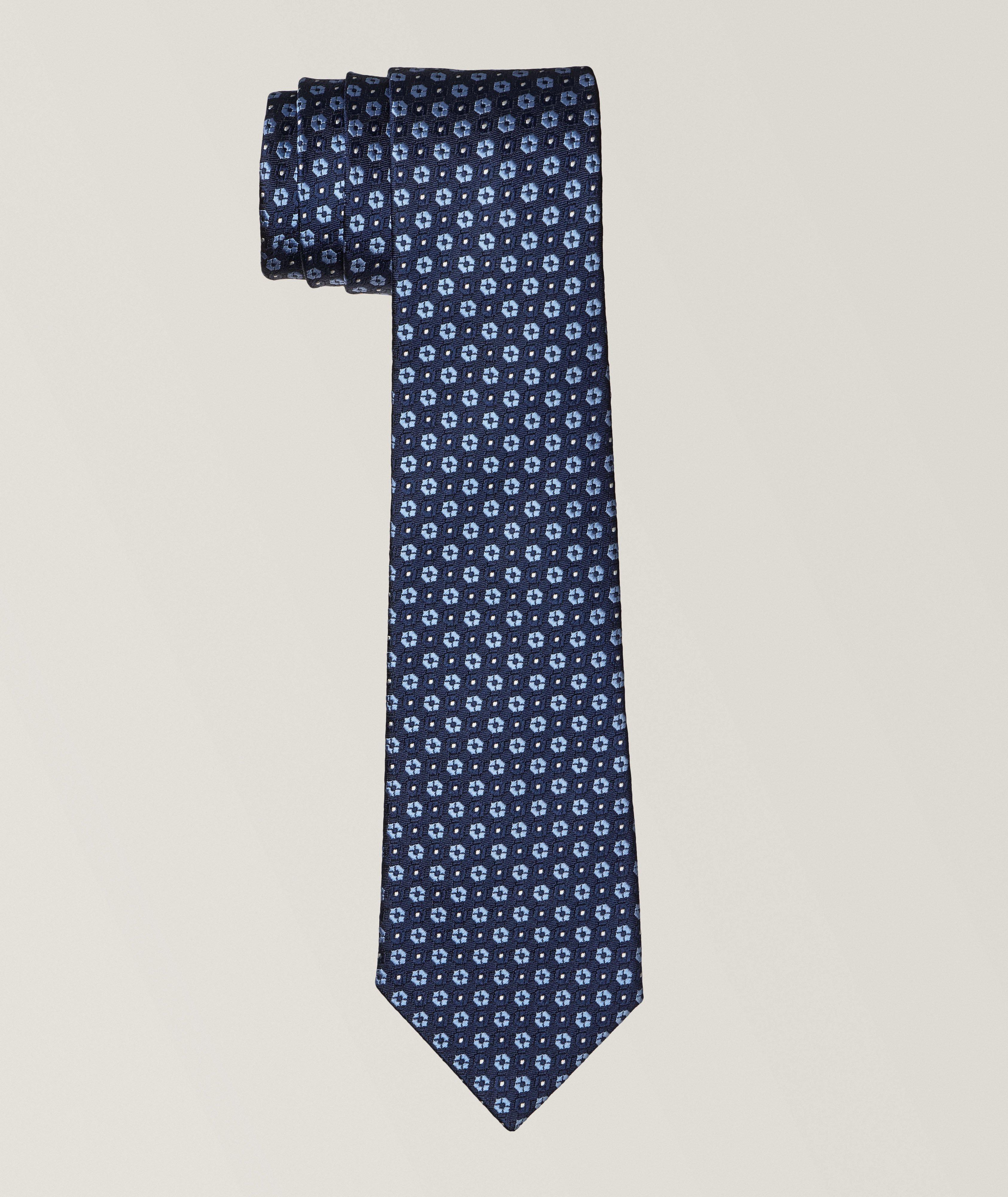 Geometric Floral Silk Tie  image 0