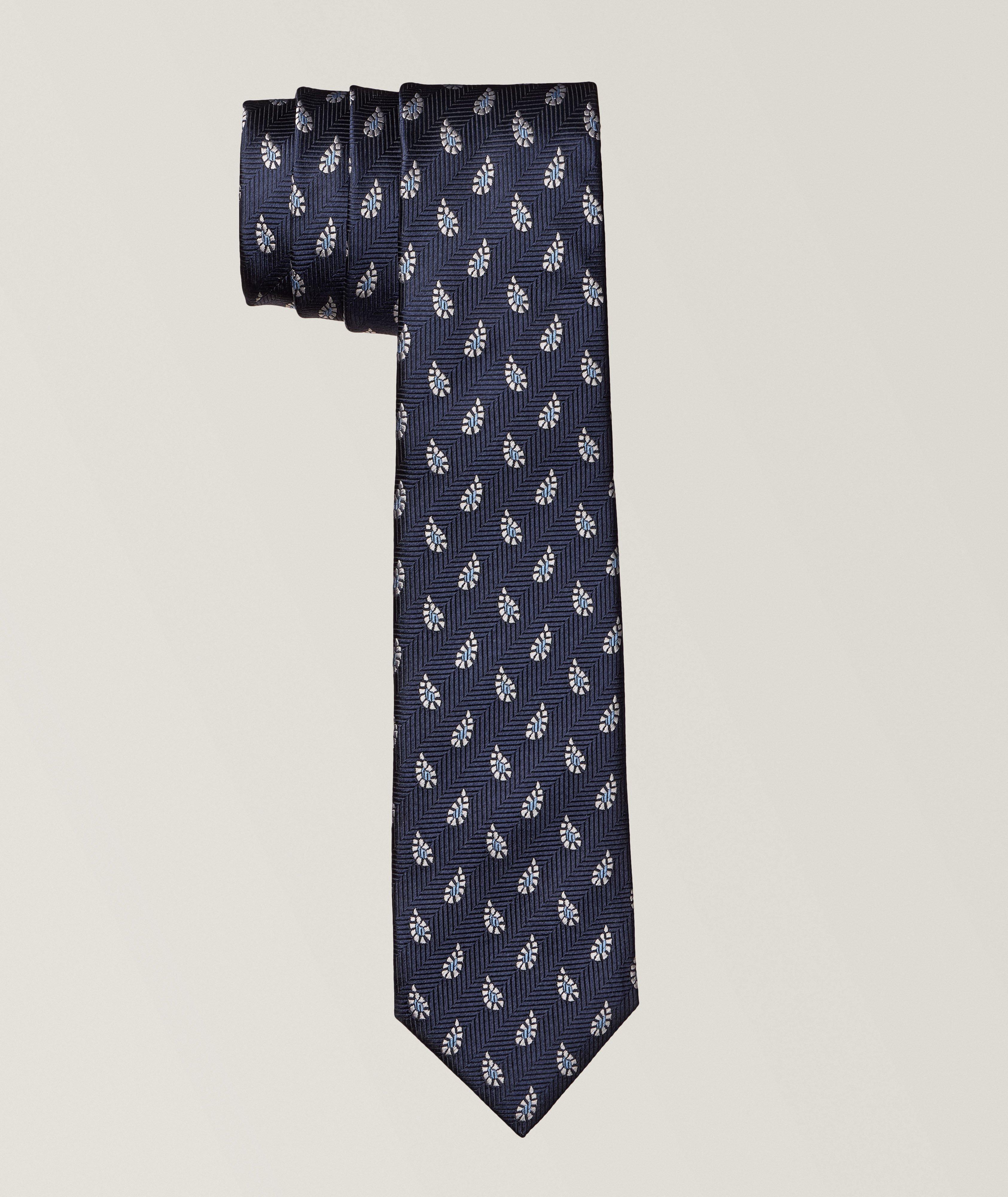 Cravate en soie à motif paisley et à cinq plis image 0