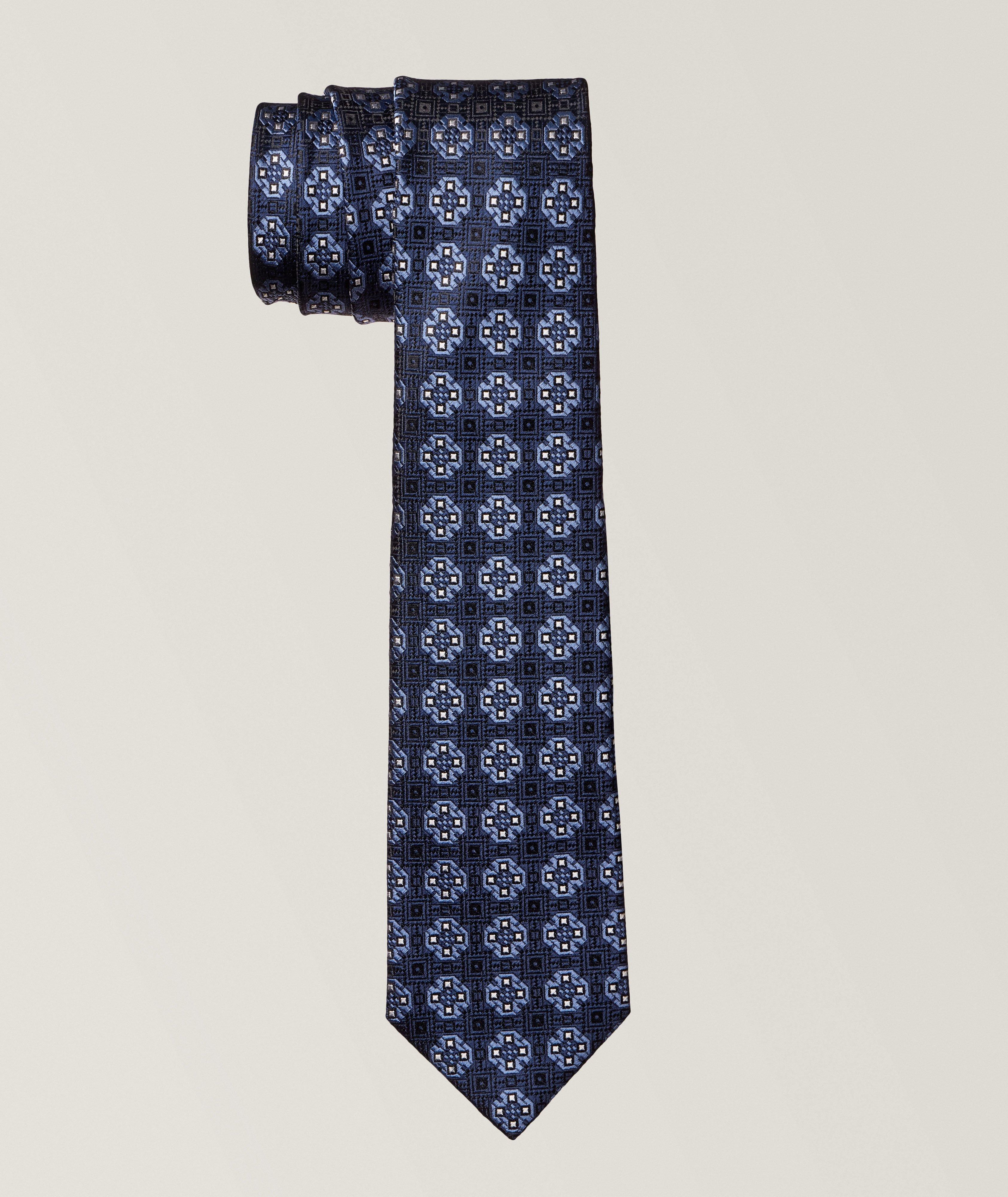 Zegna Cravate en soie à motif et à cinq plis