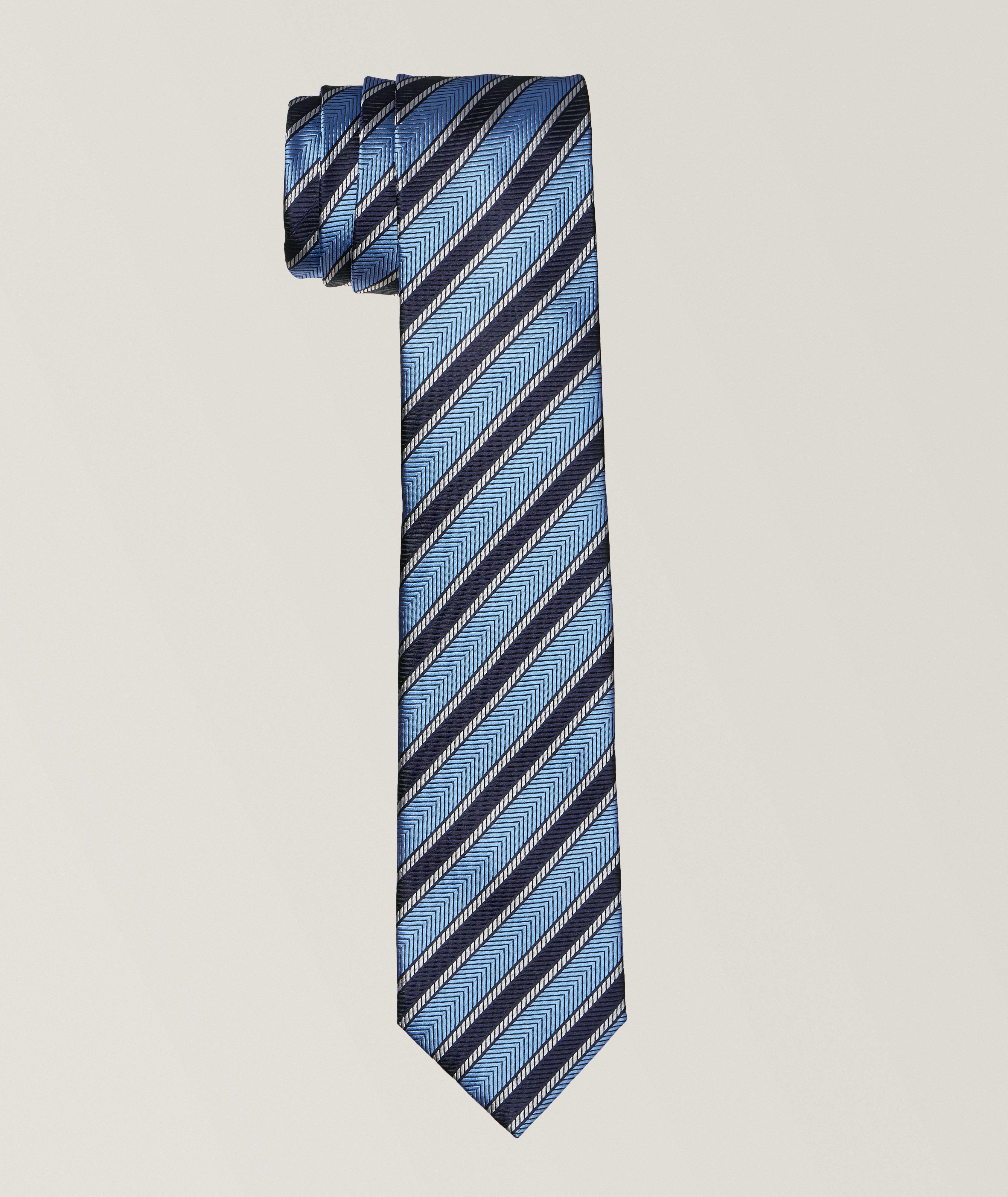 5 Pieghe Herringbone Striped Silk Tie image 0