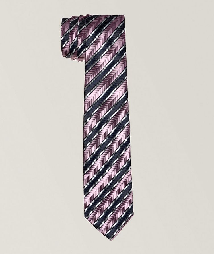 5 Pieghe Herringbone Striped Silk Tie image 0