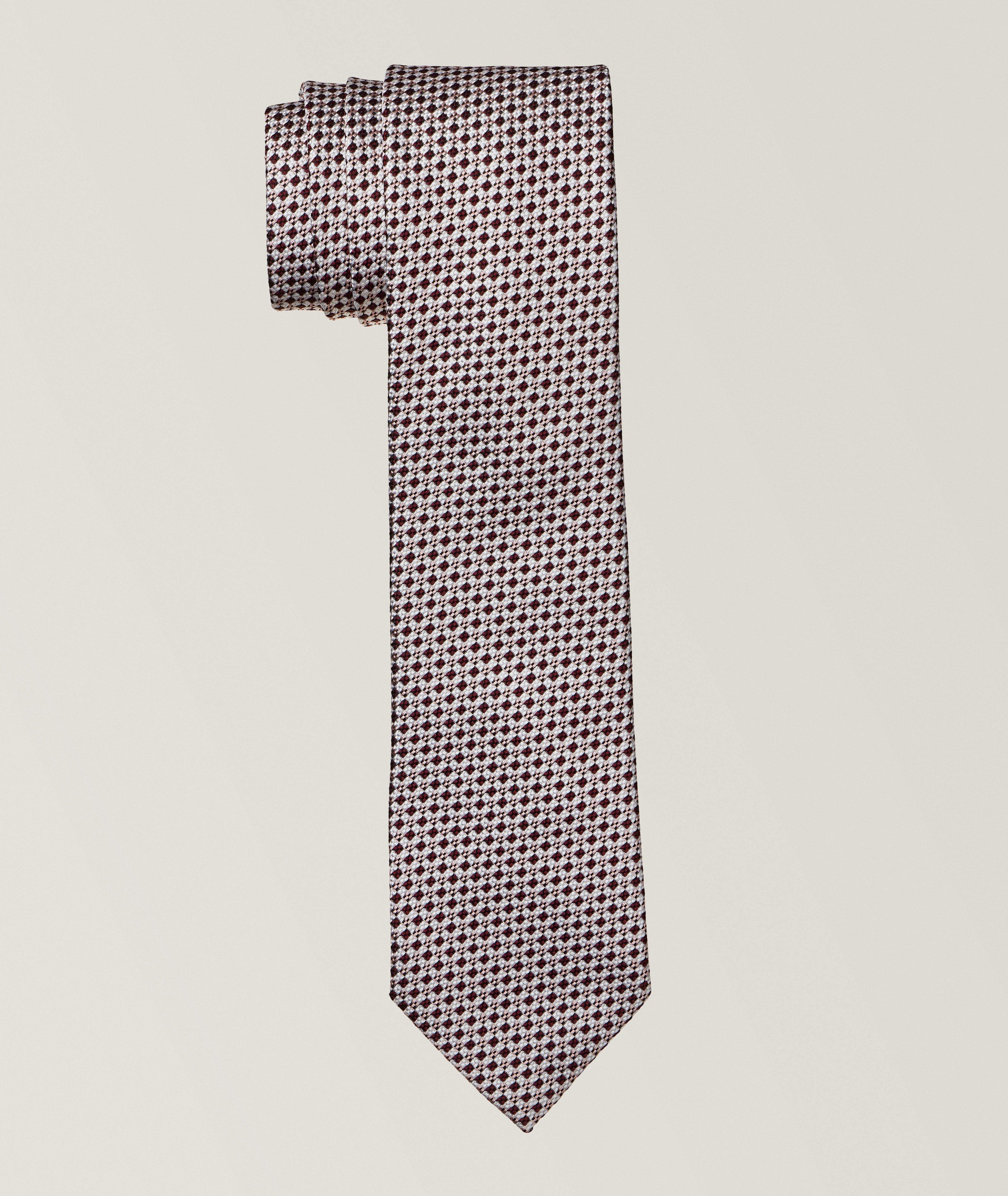 Geometric Jacquard Silk Tie  image 0