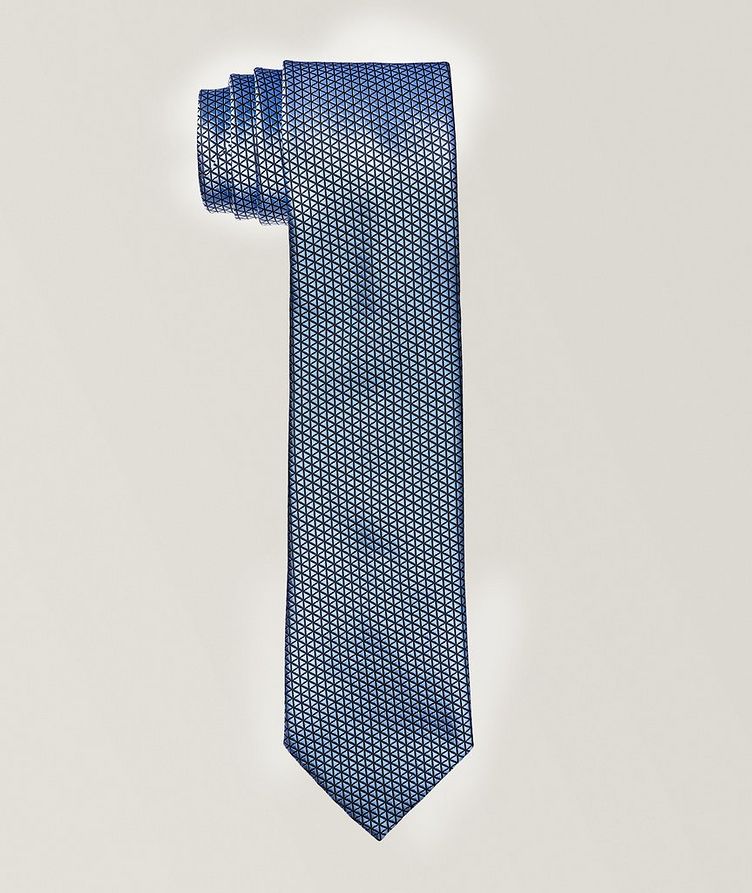 Geometric Jacquard Silk Tie image 0