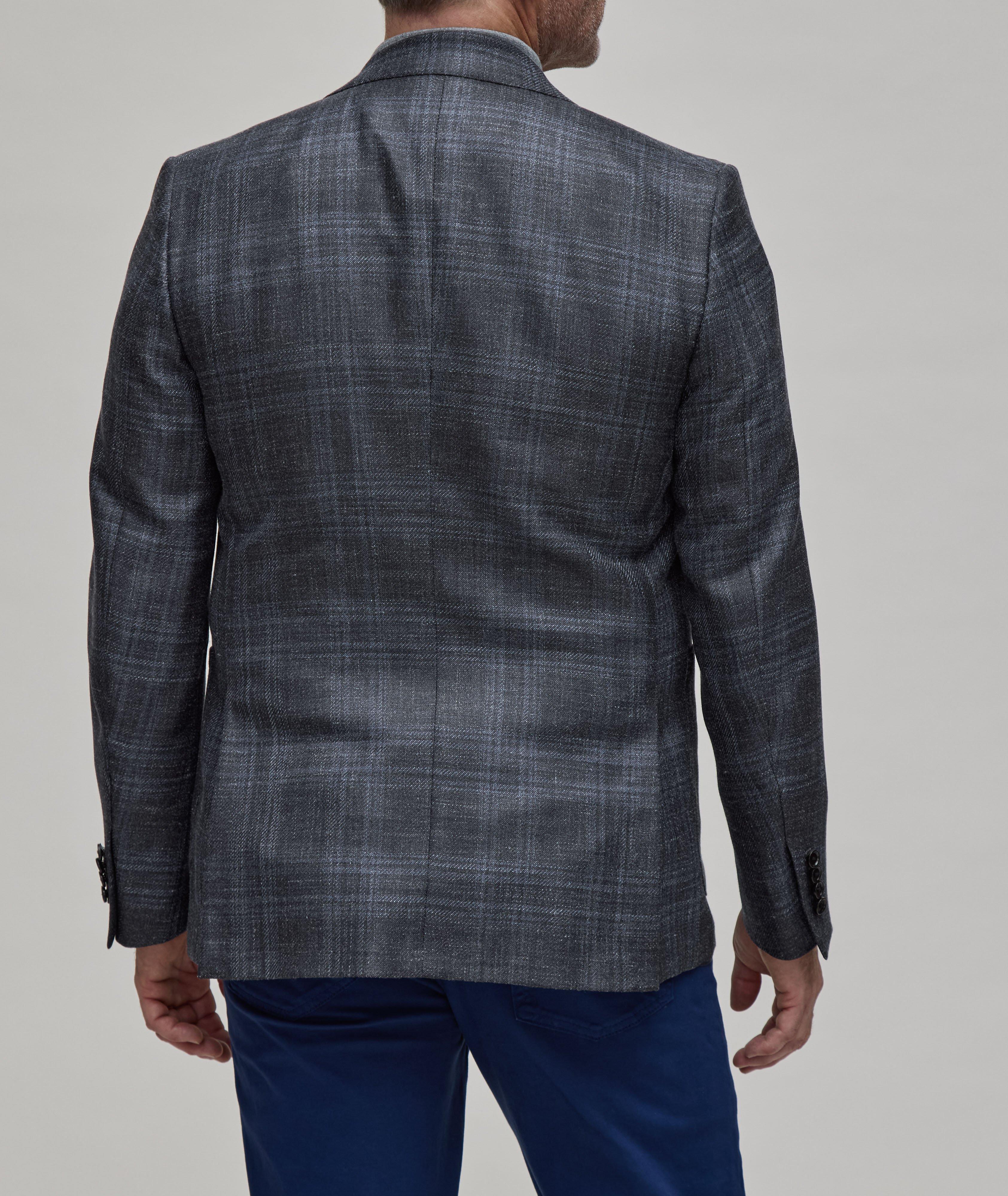 Natural Plaid Textured Wool, Silk & Linen Sport Jacket image 2