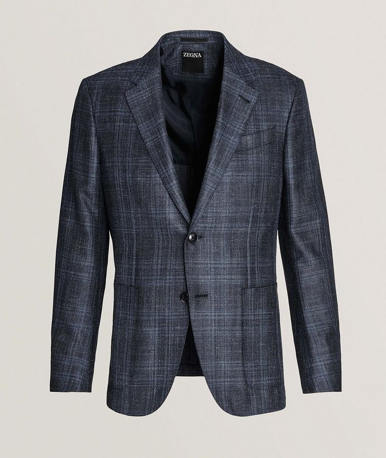 Natural Plaid Textured Wool, Silk & Linen Sport Jacket image 0