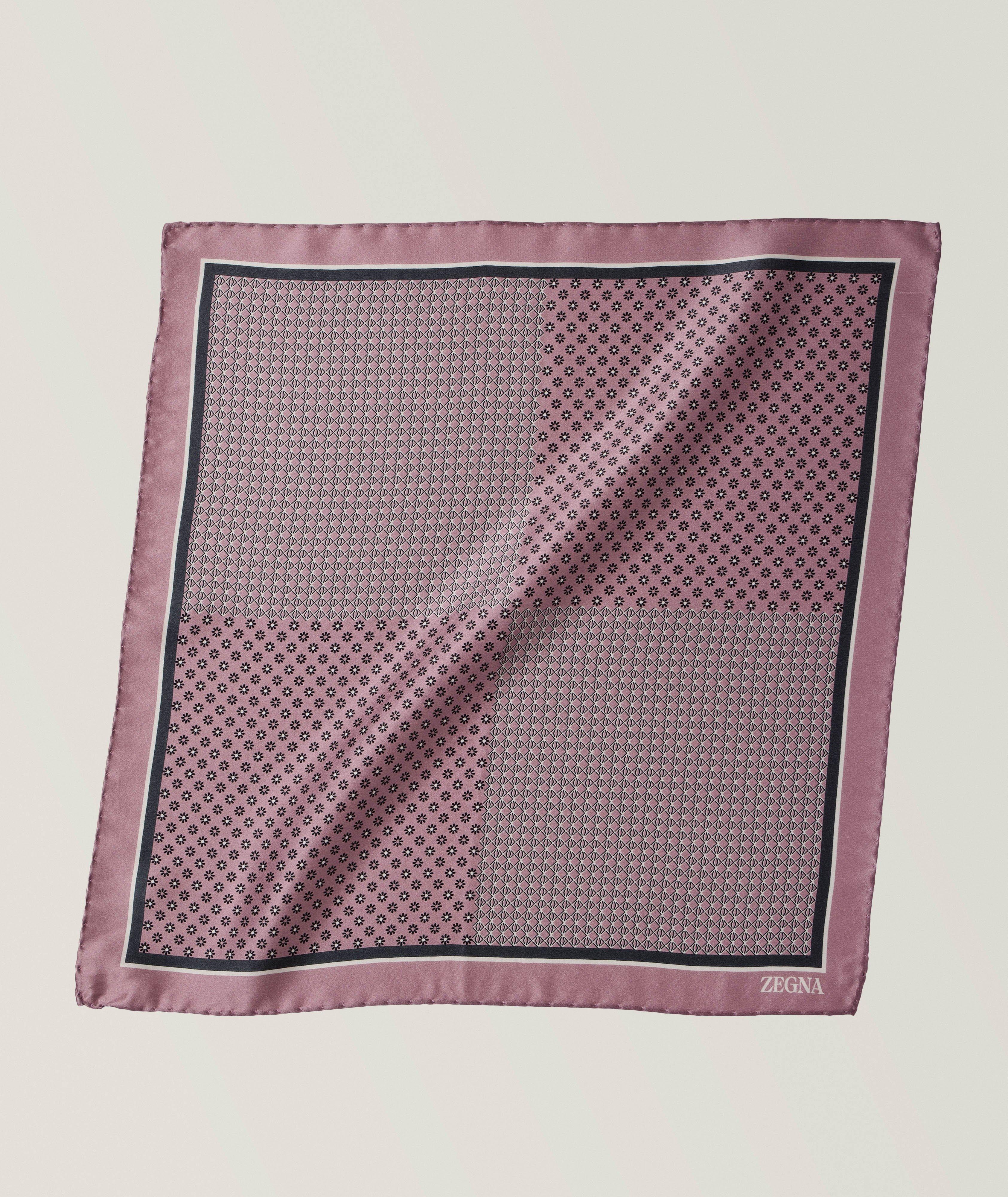 Mouchoir de poche en soie à 100 fils et à motif floral image 0