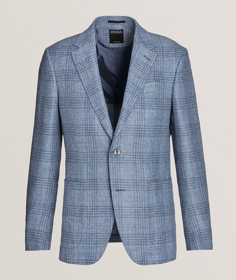 Crossover Windowpane Textured Linen, Wool & Silk Sport Jacket image 0