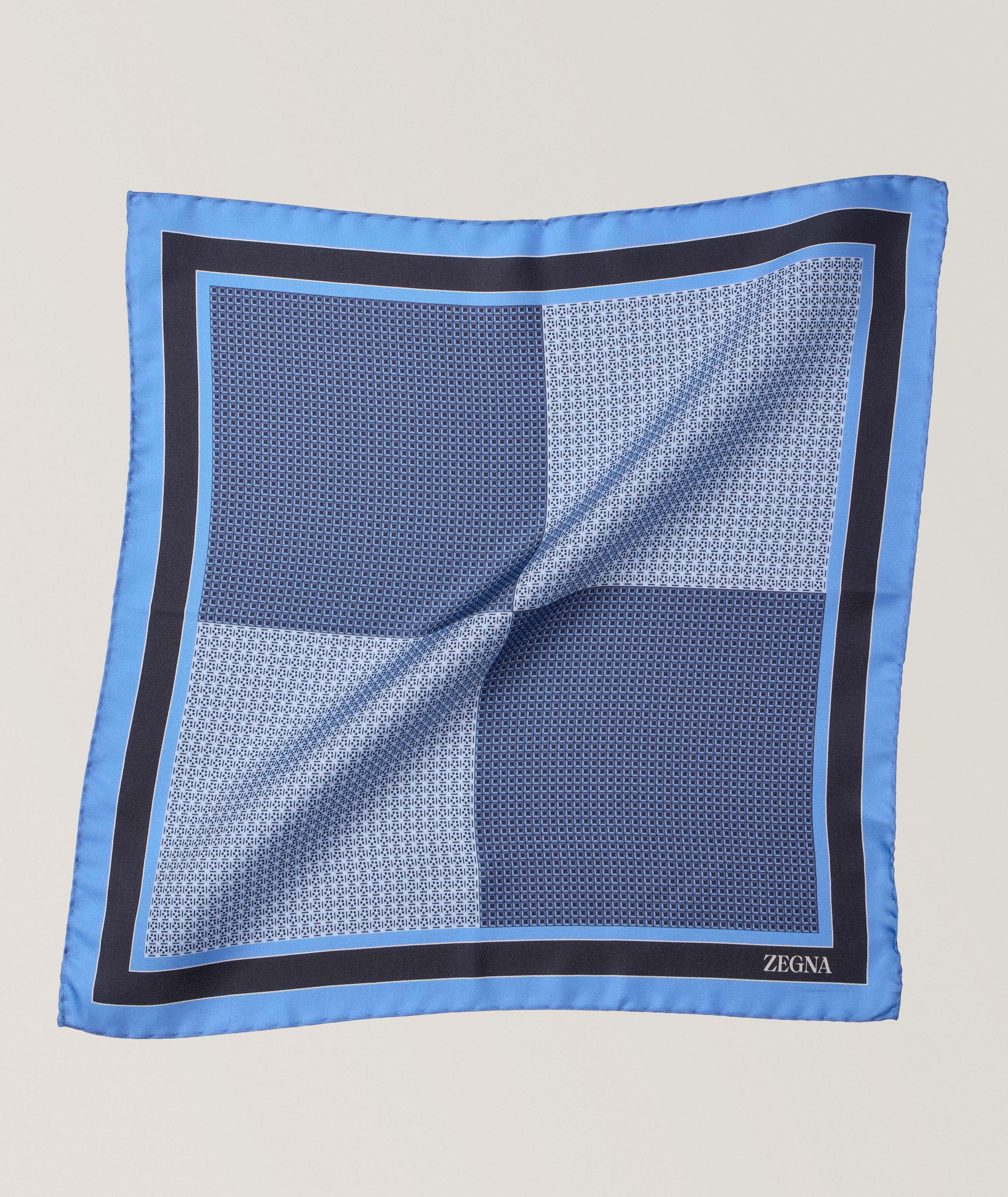 Two-Tone Micro Geometric Silk Pocket Square  image 0