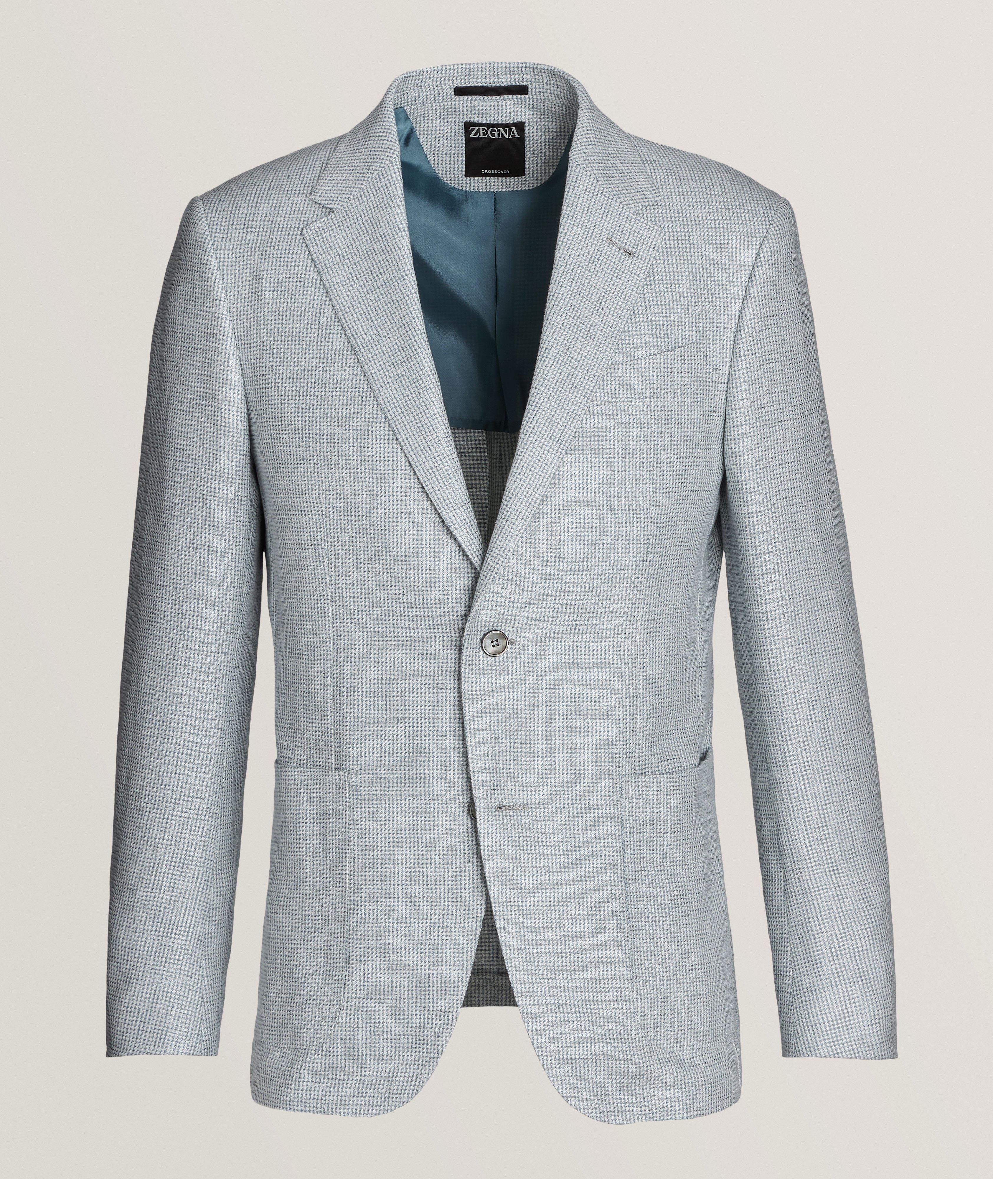 Zegna Crossover Micro Textured Linen, Wool & Silk Sport Jacket