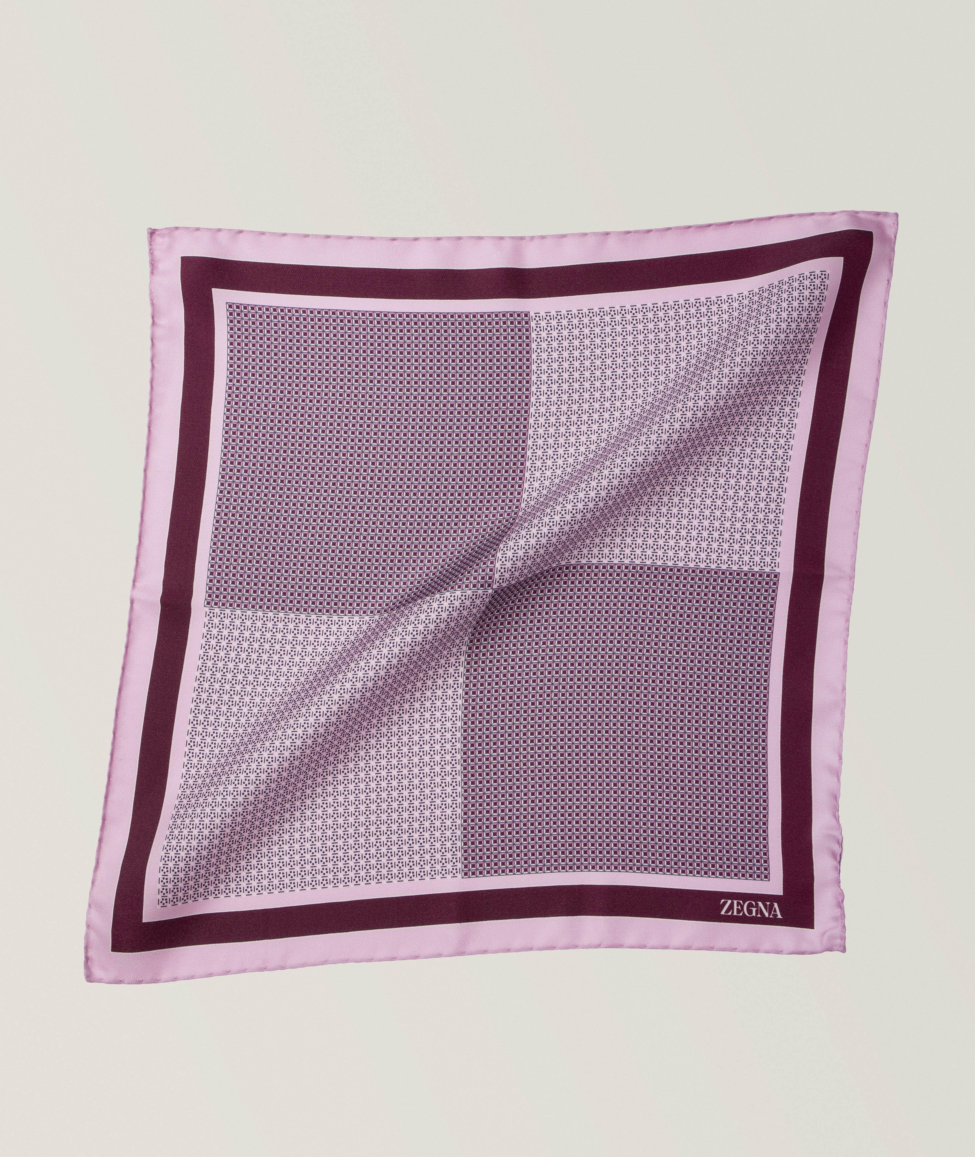 Mouchoir de poche en soie à petit motif géométrique image 0