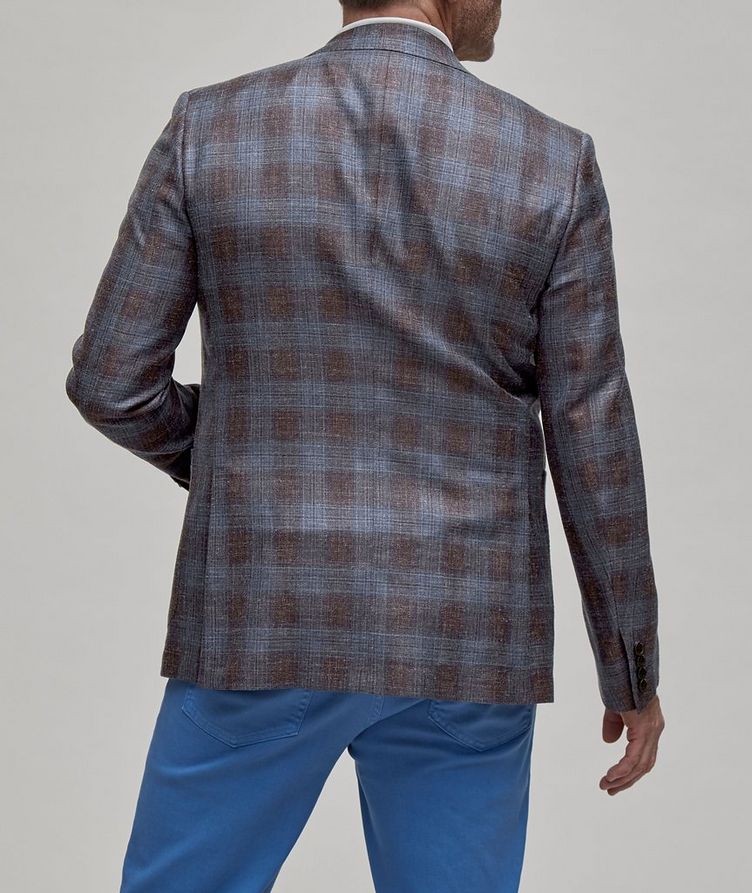 Natural Prince of Wales Textured Wool, Silk & Linen Sport Jacket image 2