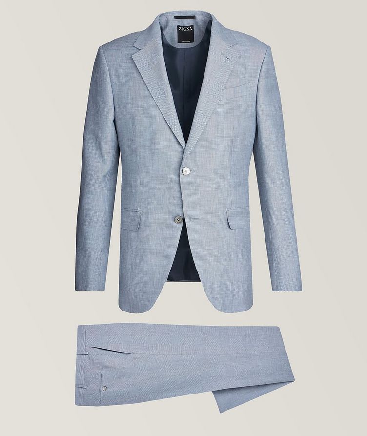 Natural Prince of Wales Textured Wool, Linen & Silk Sport Jacket image 0