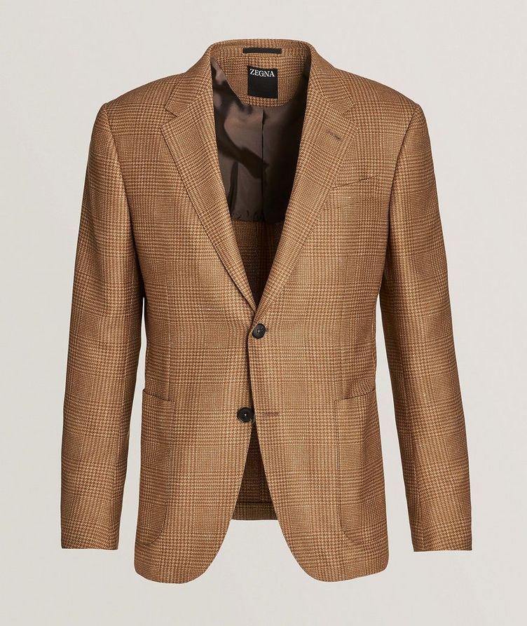 Natural Prince of Wales Textured Cashmere, Silk & Linen Sport Jacket image 0