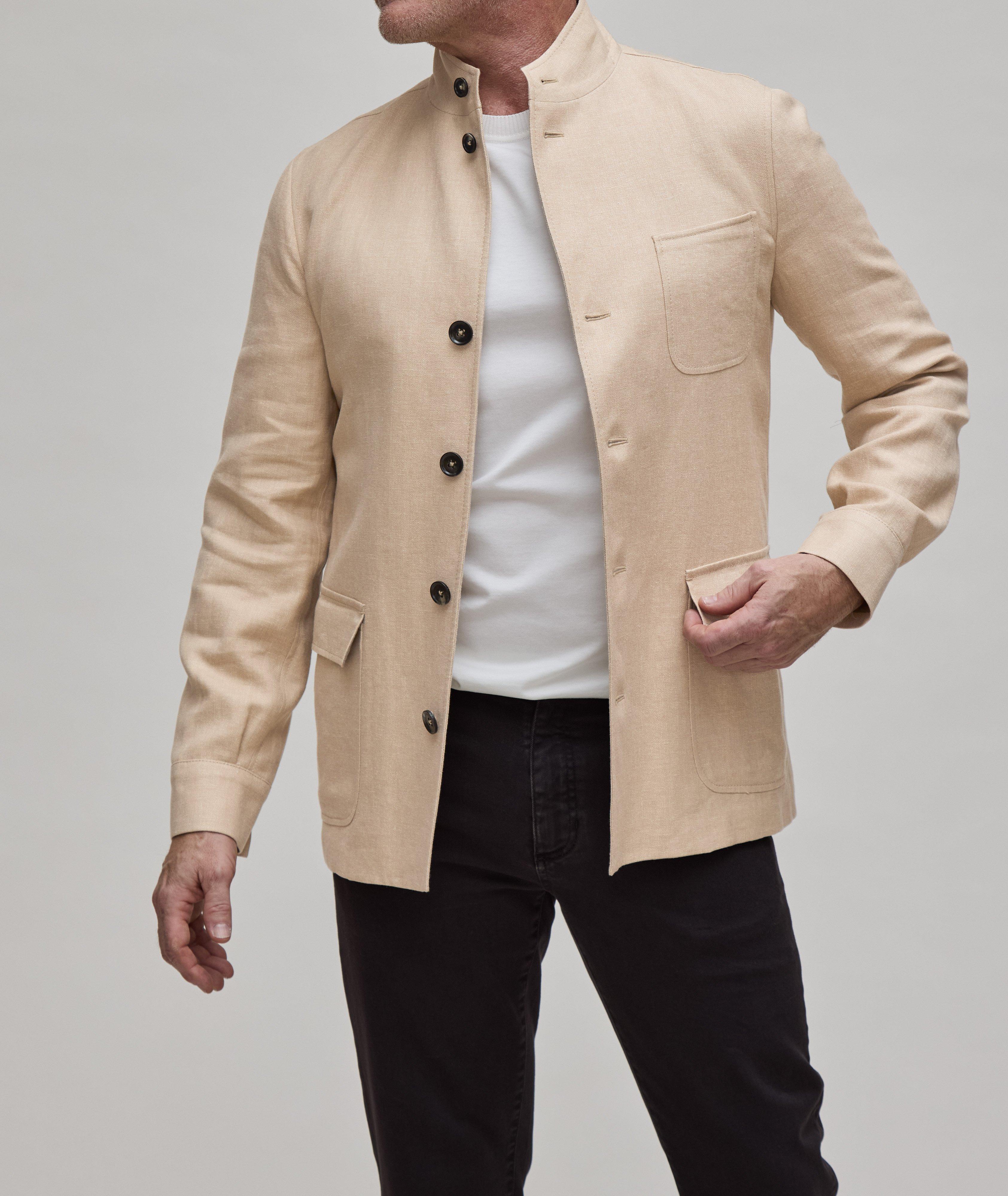 Veste-chemise de style ouvrier en lin et en laine image 1