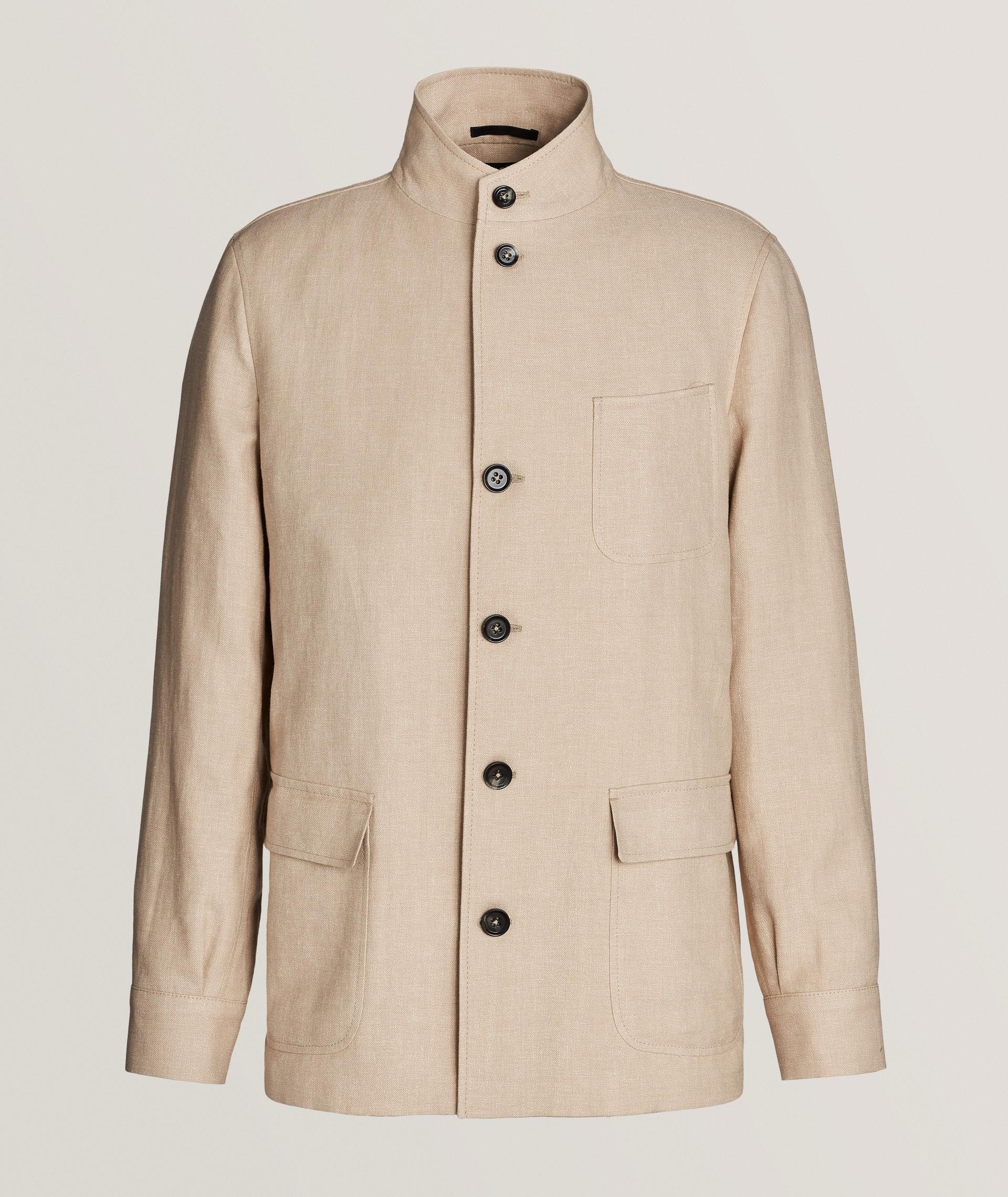 Veste-chemise de style ouvrier en lin et en laine image 0