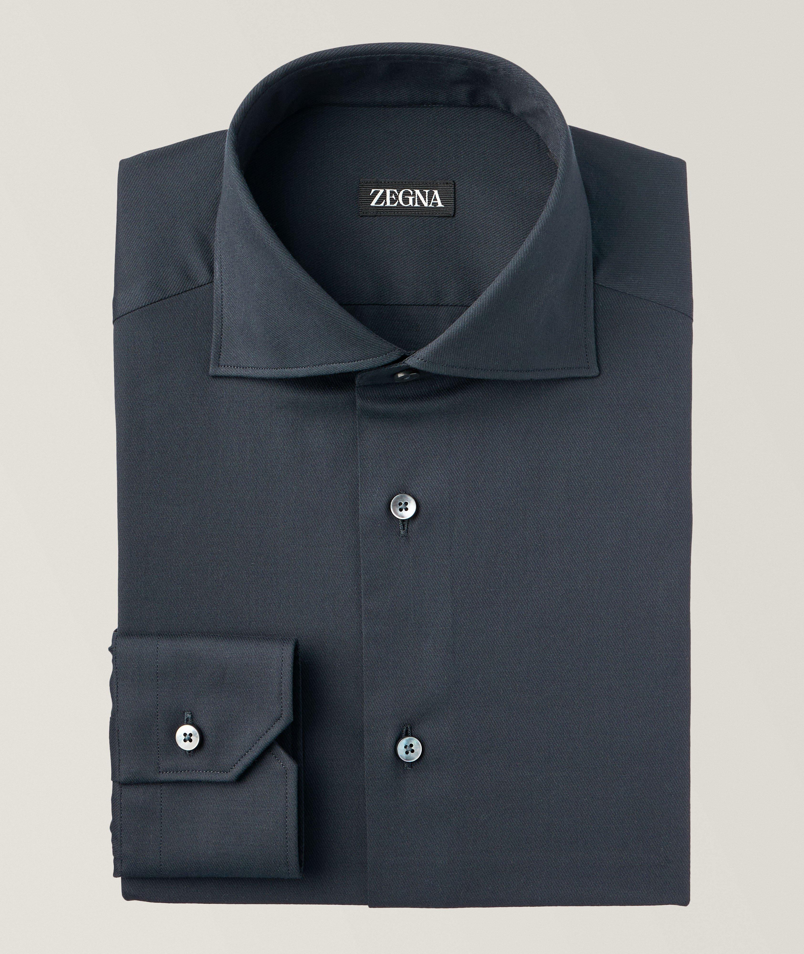 Solid Stretch-Cotton Dress Shirt image 0