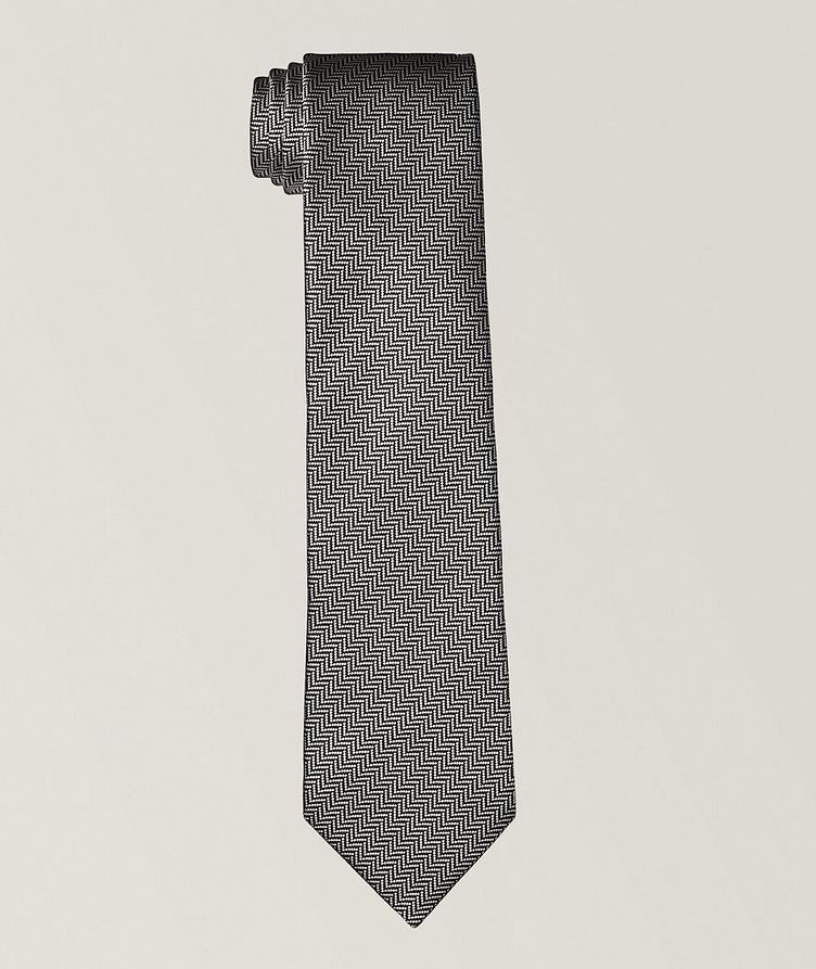 Cravate en soie à motif de chevrons image 0