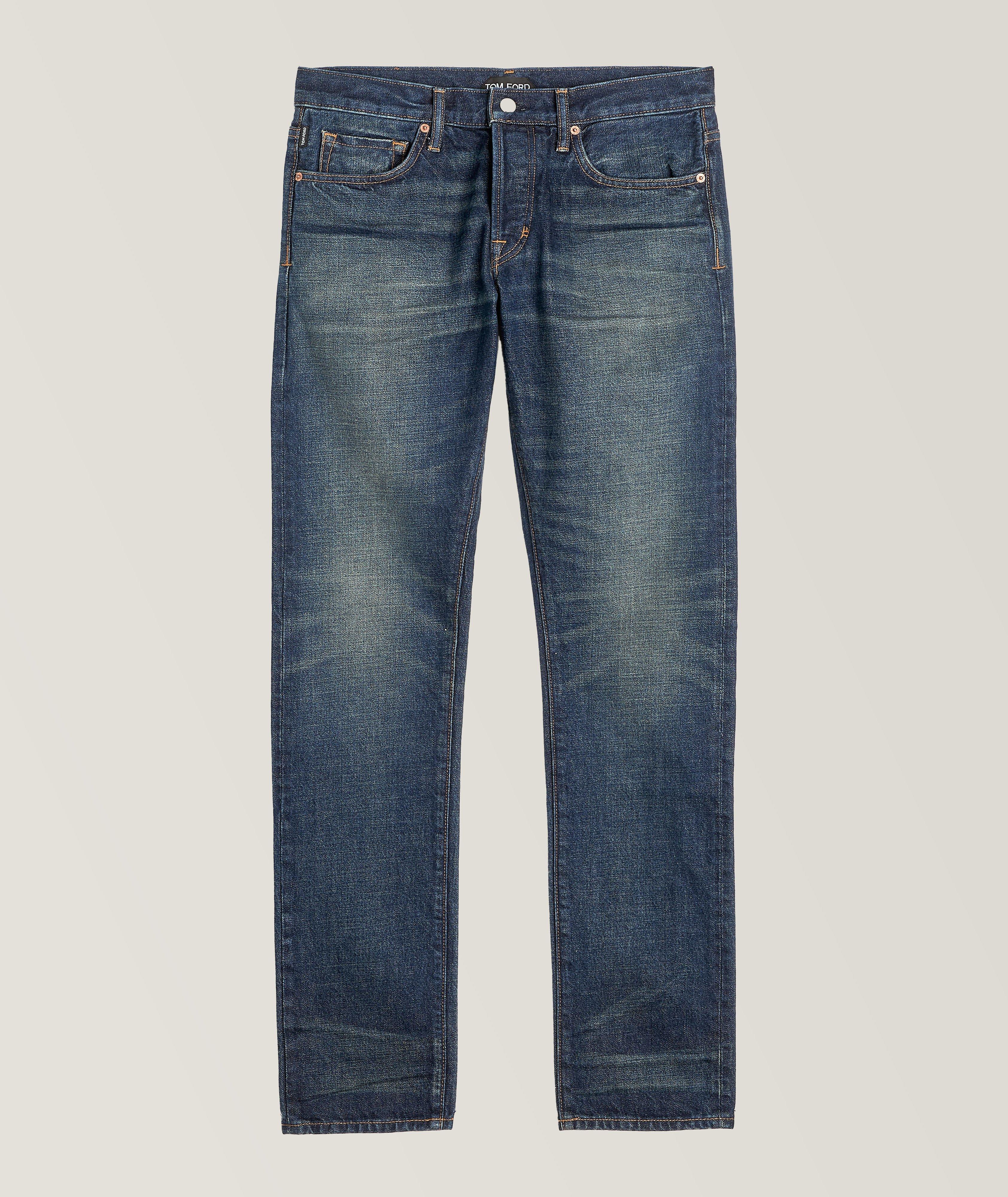 Slim-Fit Selvedge Cotton Jeans image 0