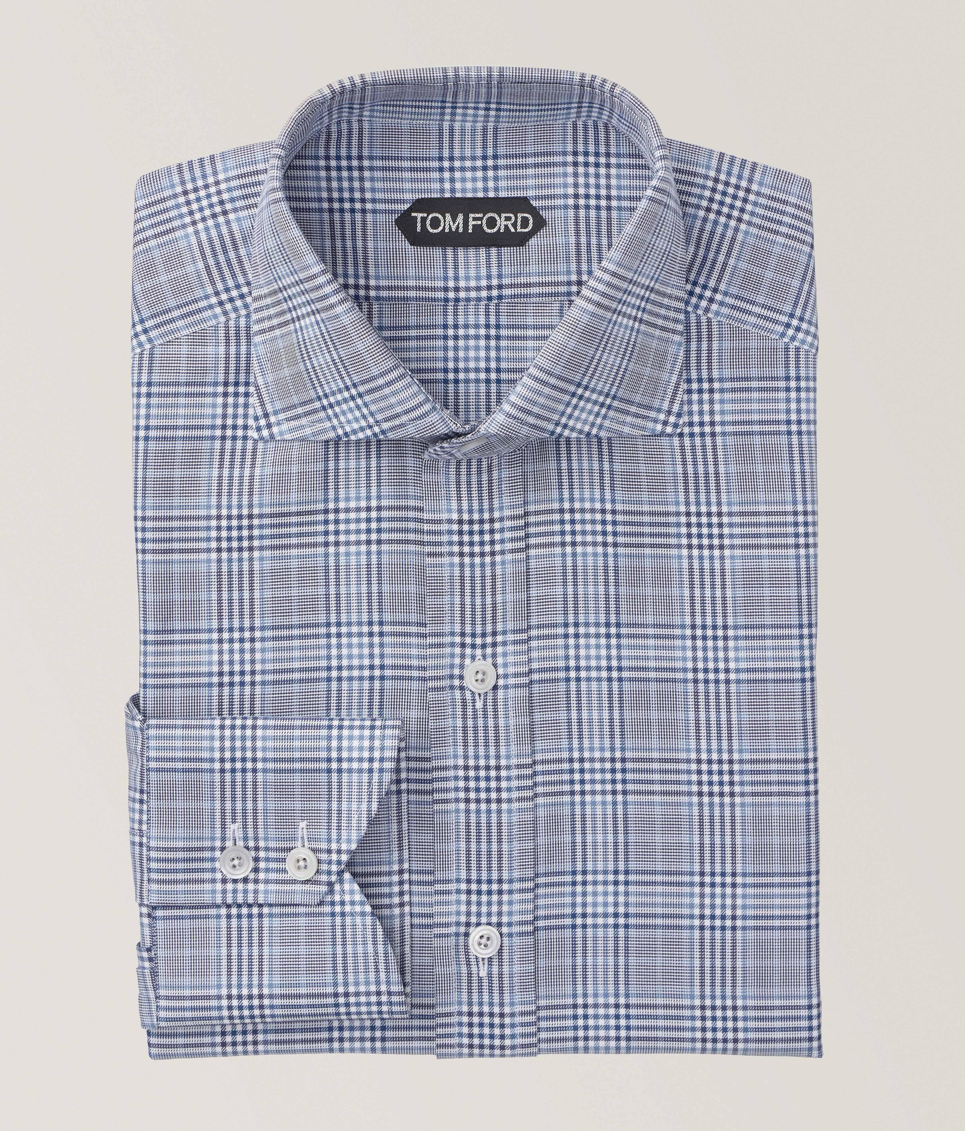 Slim-Fit Plaid Stretch Poplin Dress Shirt image 0