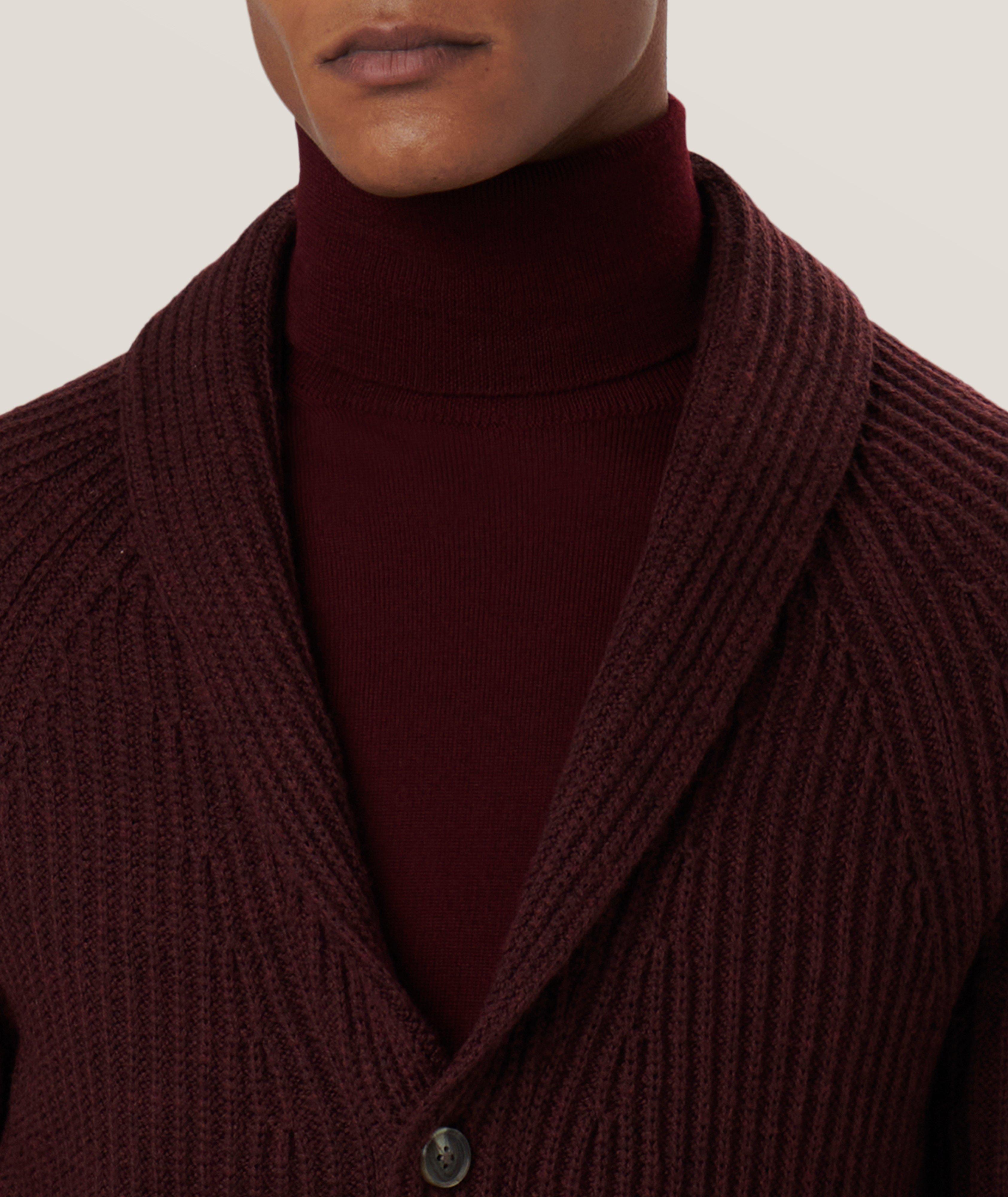Rib Stitch Knit Merino Wool-Blend Cardigan image 1