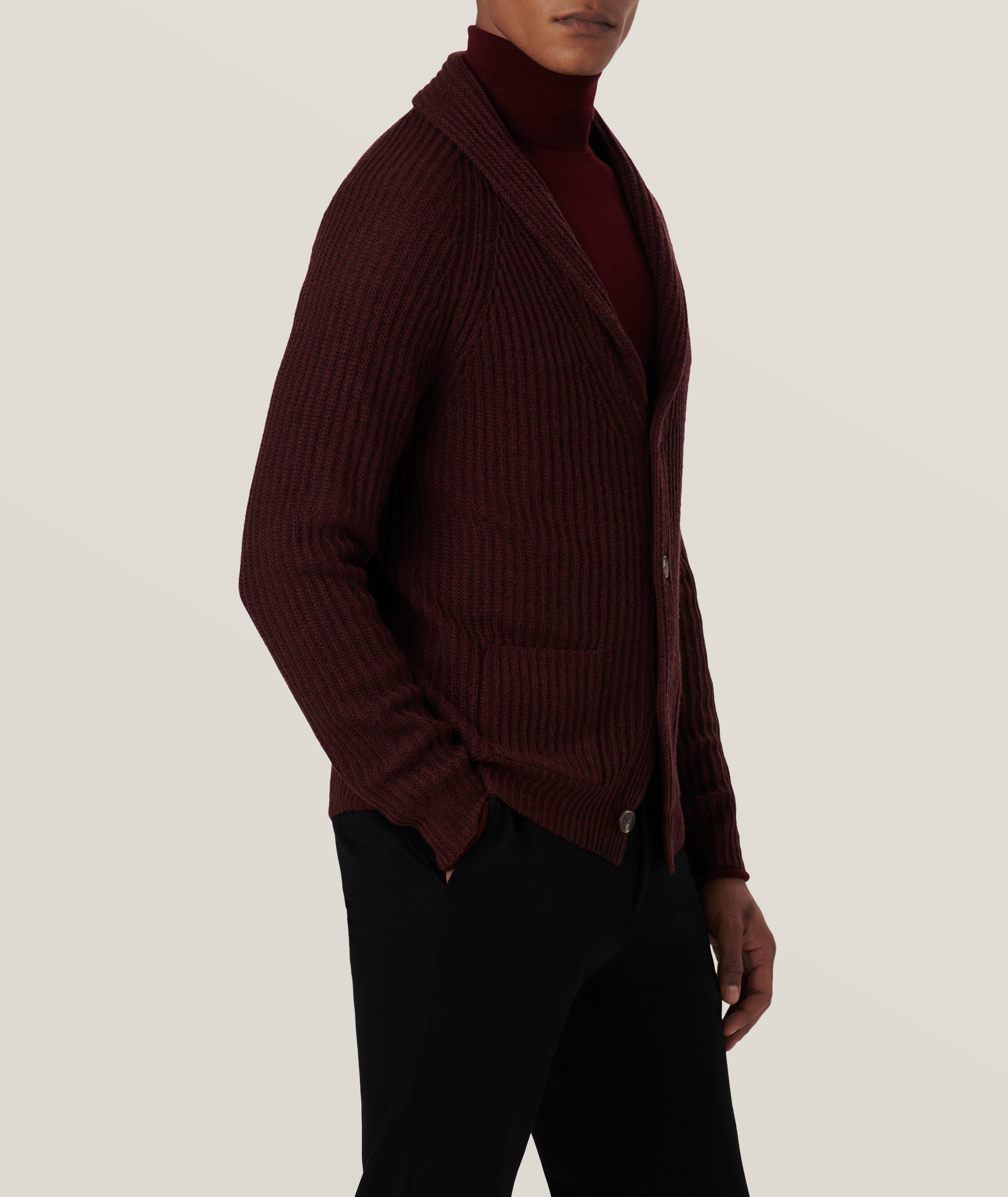 Rib Stitch Knit Merino Wool-Blend Cardigan image 3