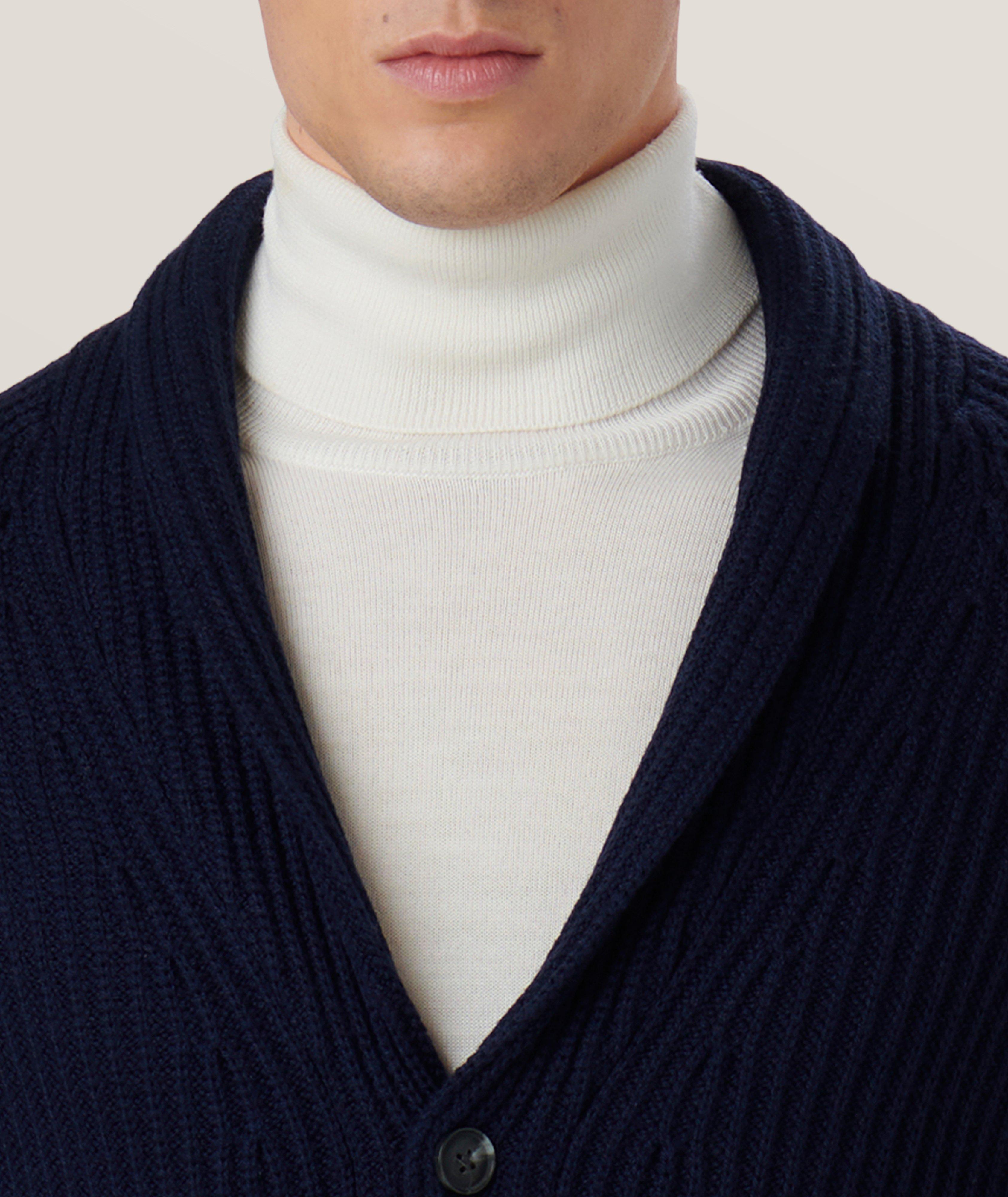 Rib Stitch Knit Merino Wool-Blend Cardigan image 1