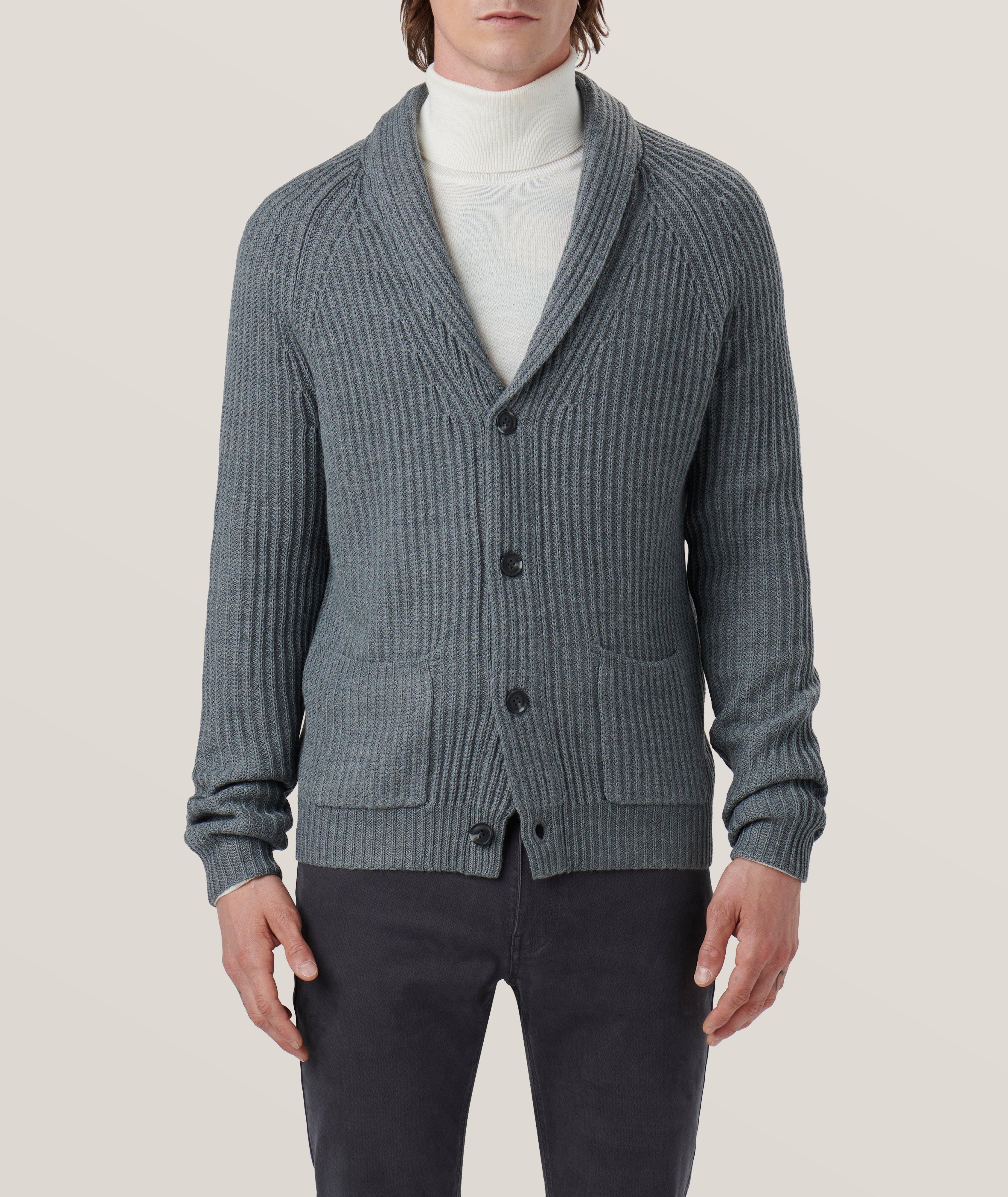 Rib Stitch Knit Merino Wool-Blend Cardigan image 2