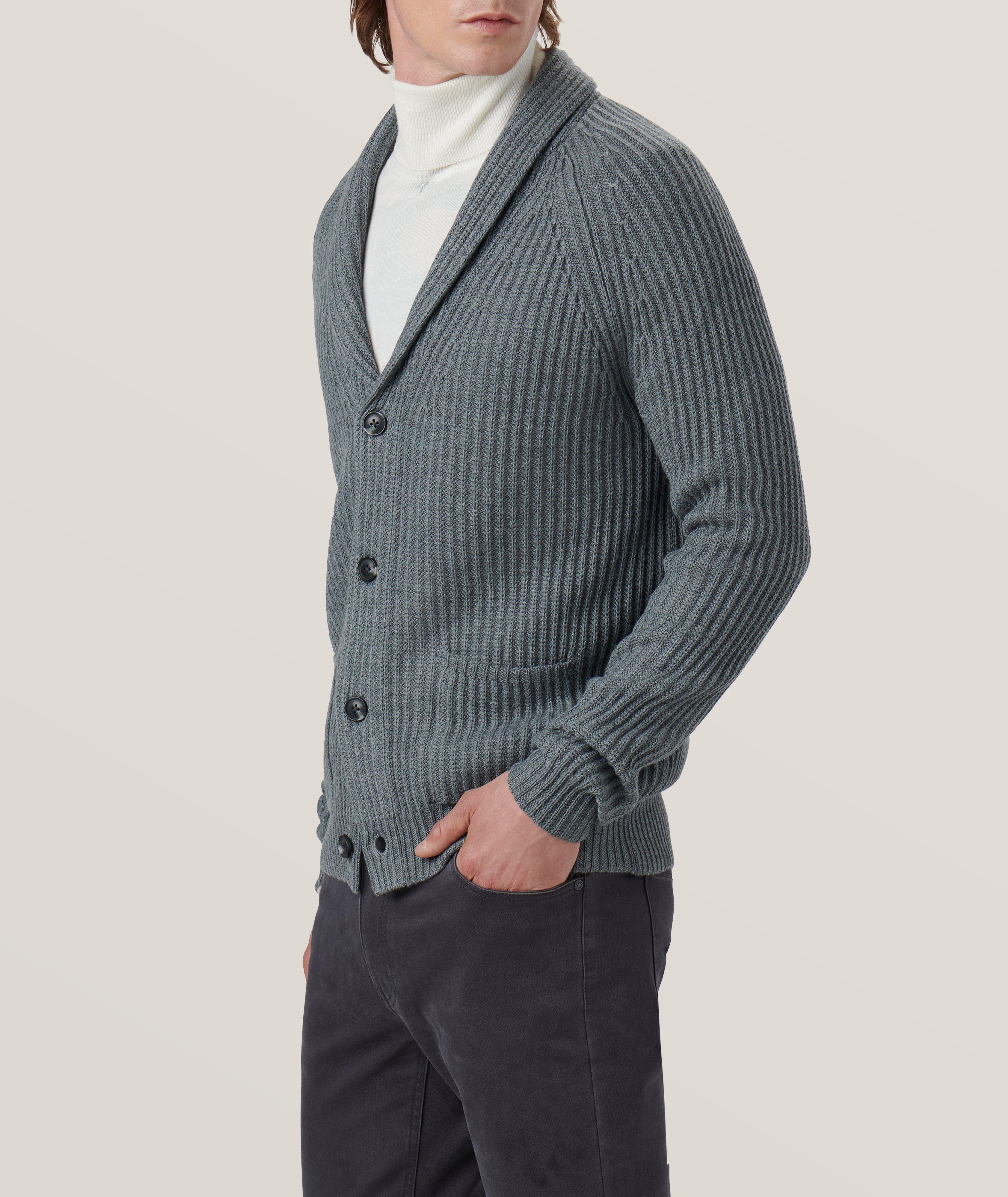 Rib Stitch Knit Merino Wool-Blend Cardigan image 3