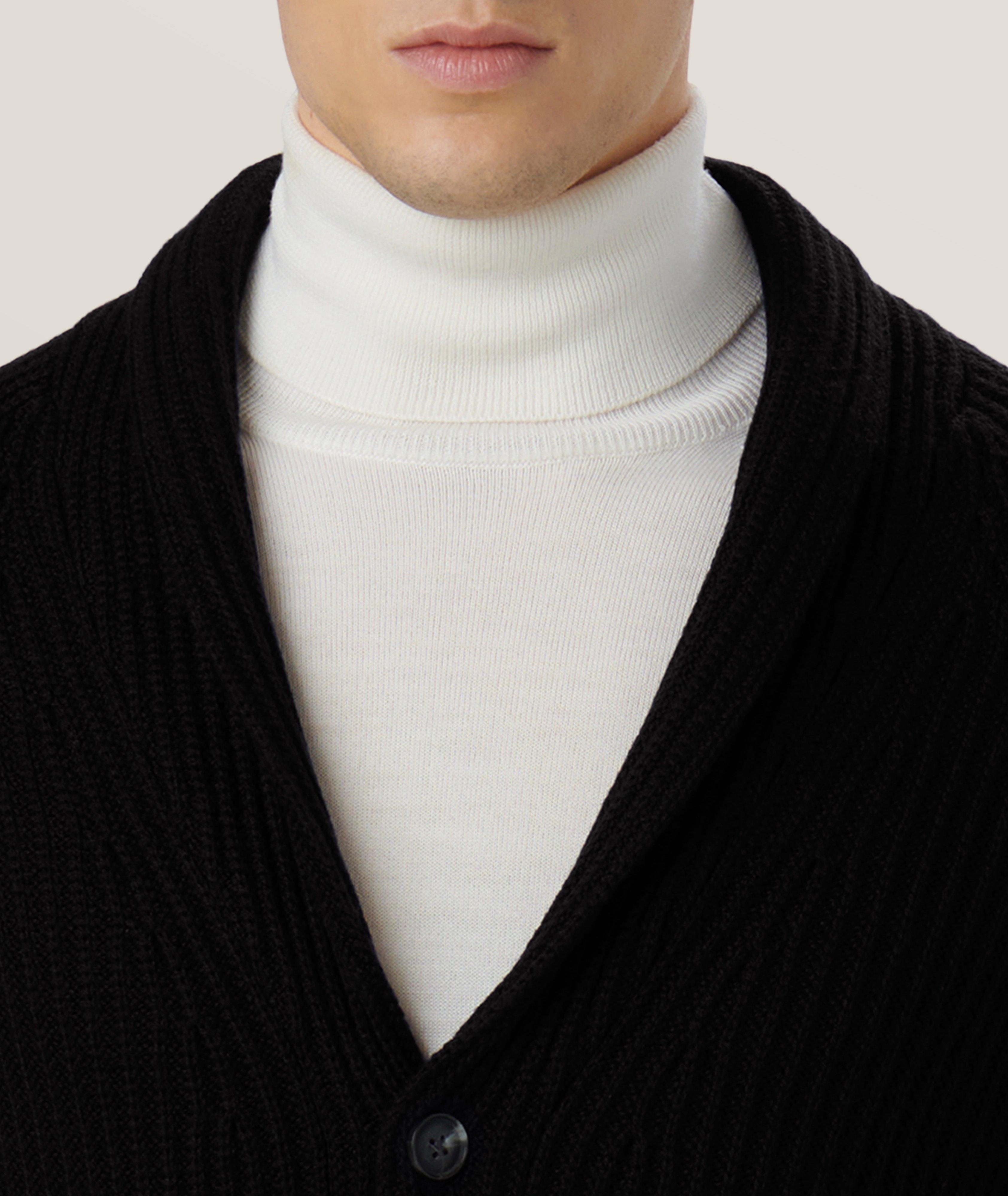 Rib Stitch Knit Merino Wool-Blend Cardigan image 1