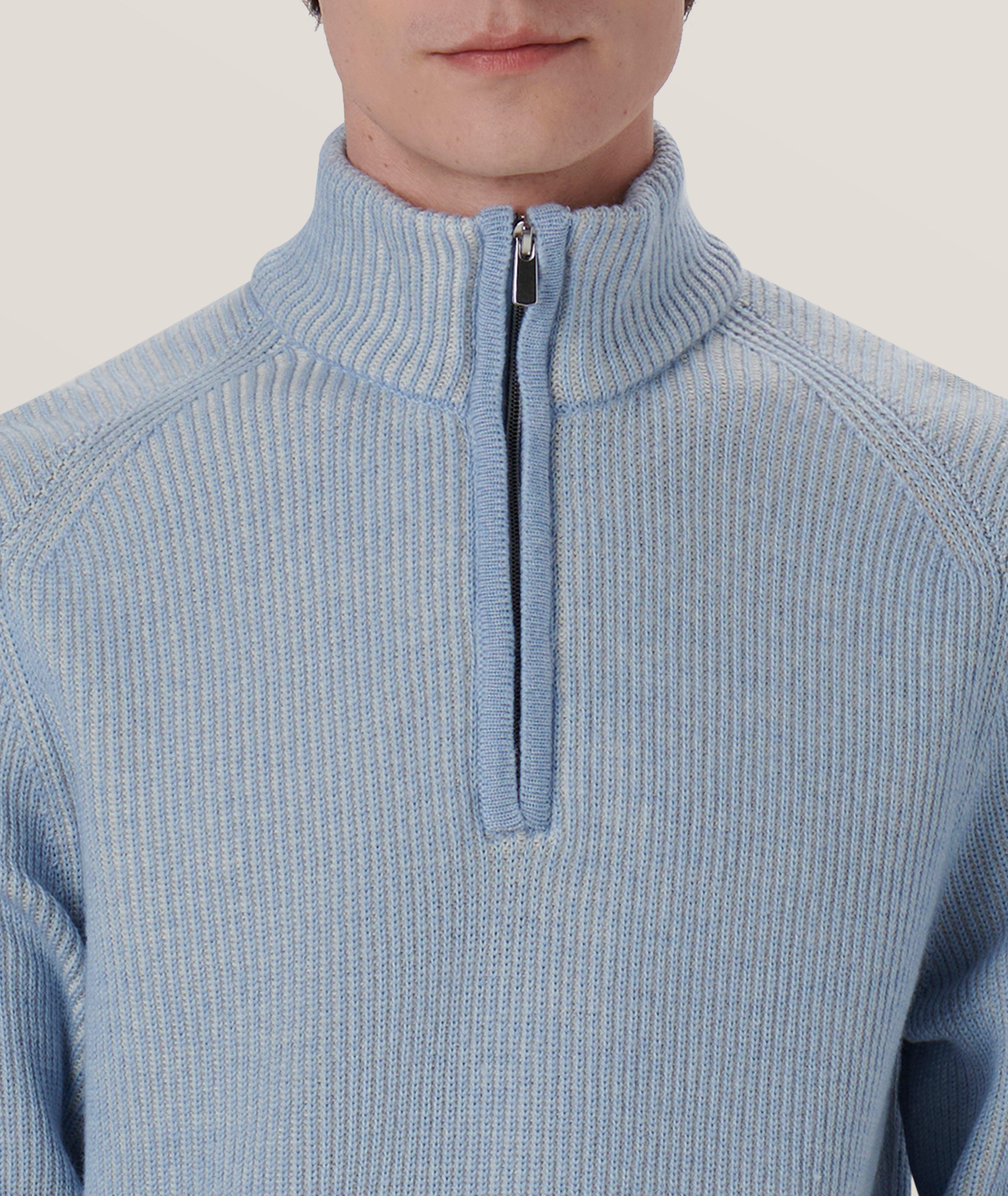 Cable Knit Merino Wool Quarter-Zip Sweater image 1