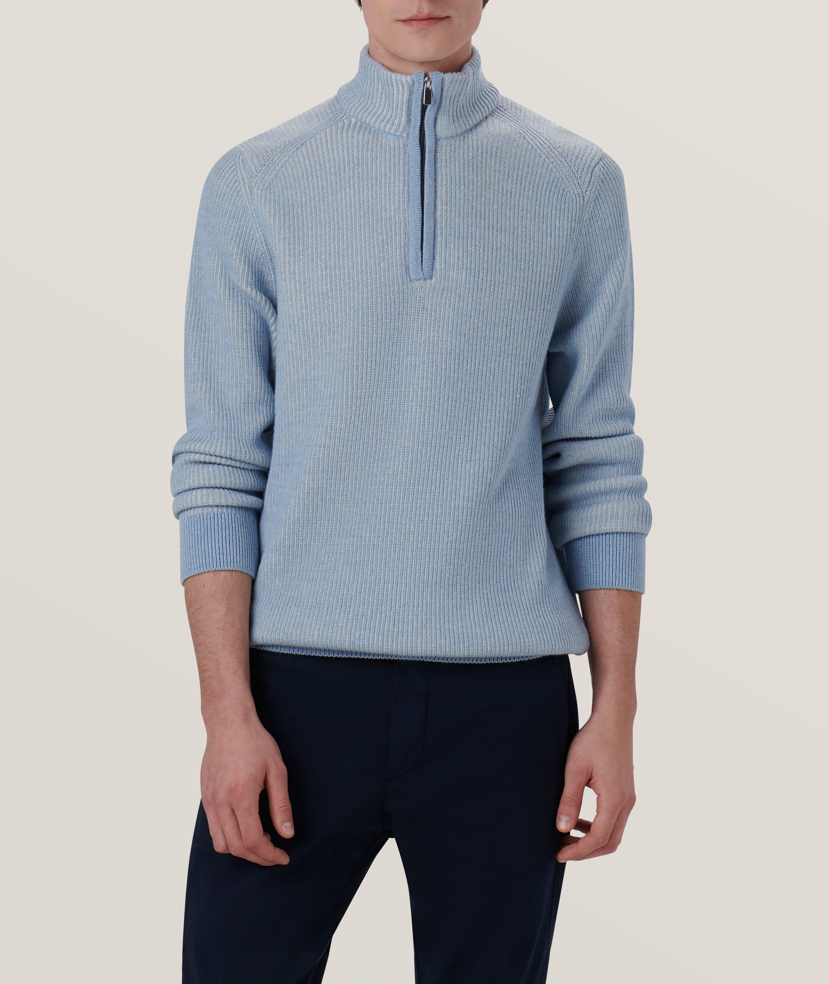 Cable Knit Merino Wool Quarter-Zip Sweater image 2