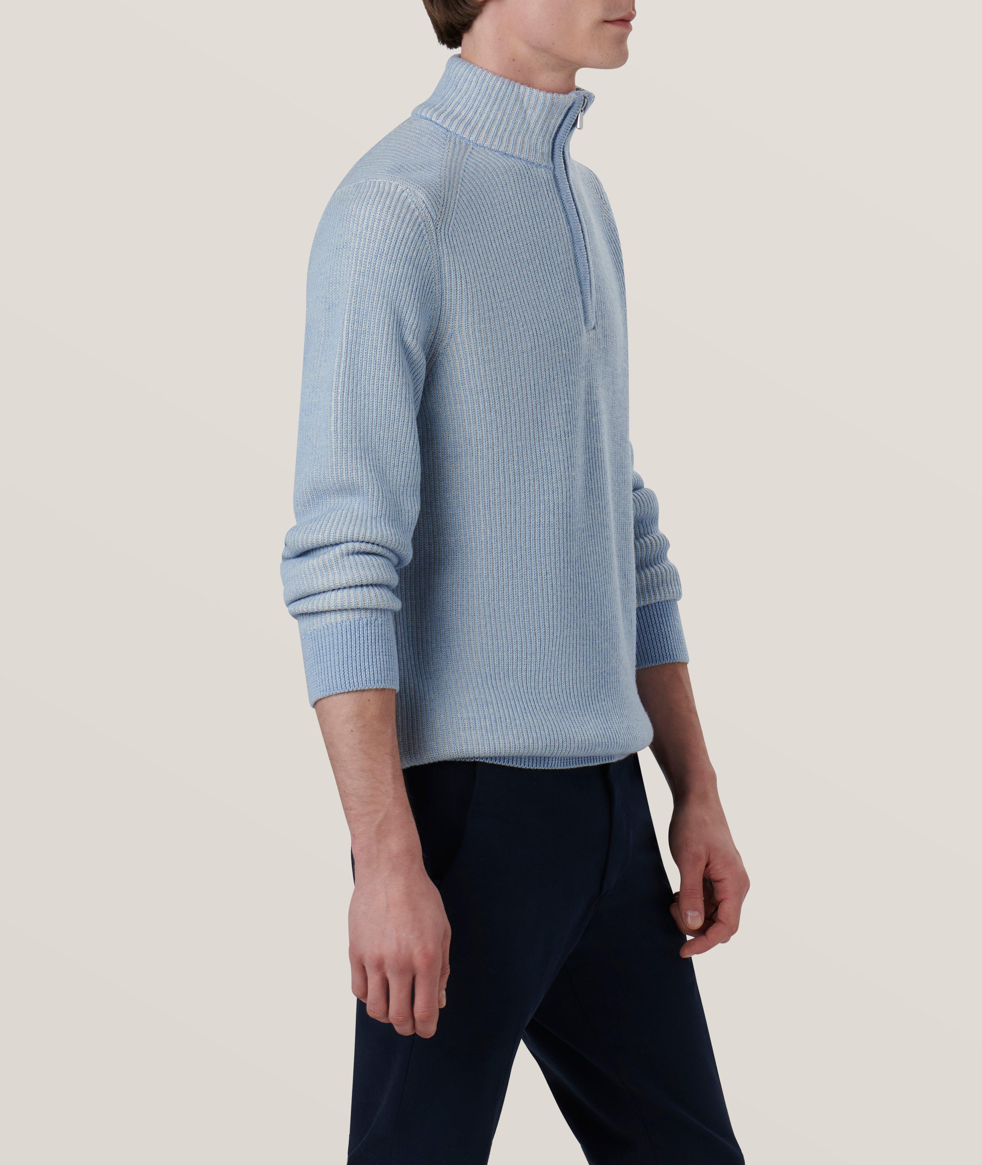 Cable Knit Merino Wool Quarter-Zip Sweater image 3