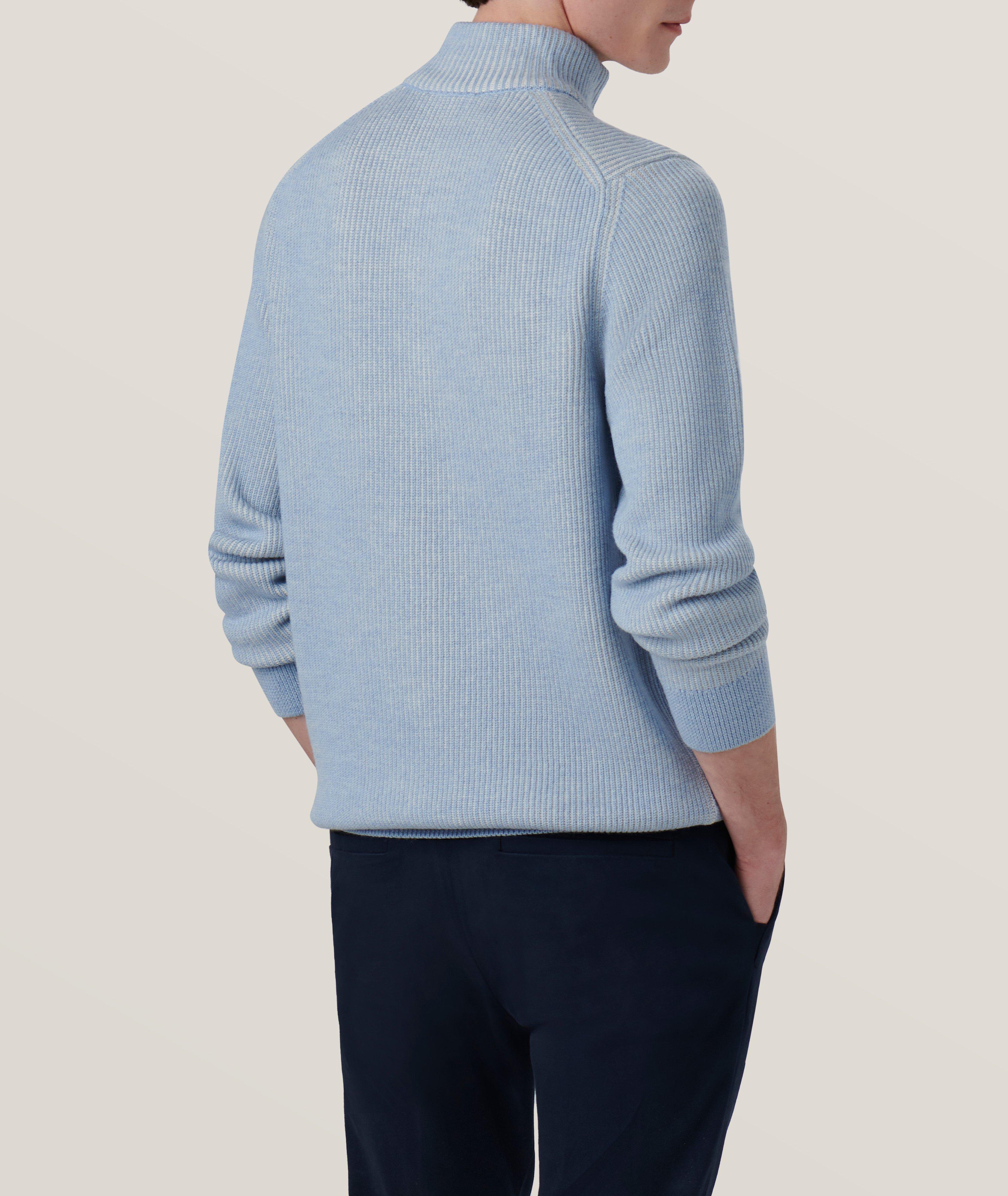 Cable Knit Merino Wool Quarter-Zip Sweater image 4