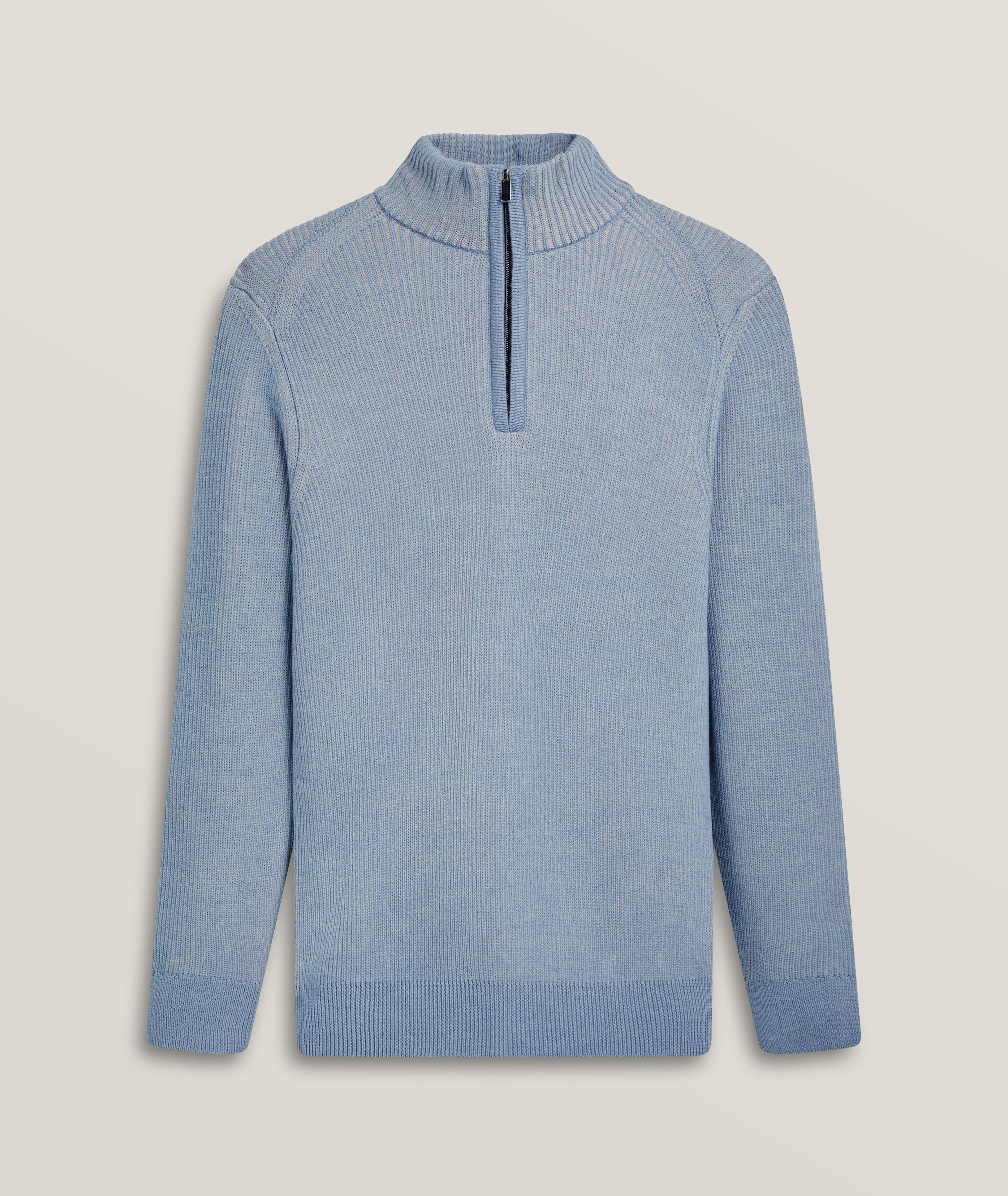 Cable Knit Merino Wool Quarter-Zip Sweater image 0