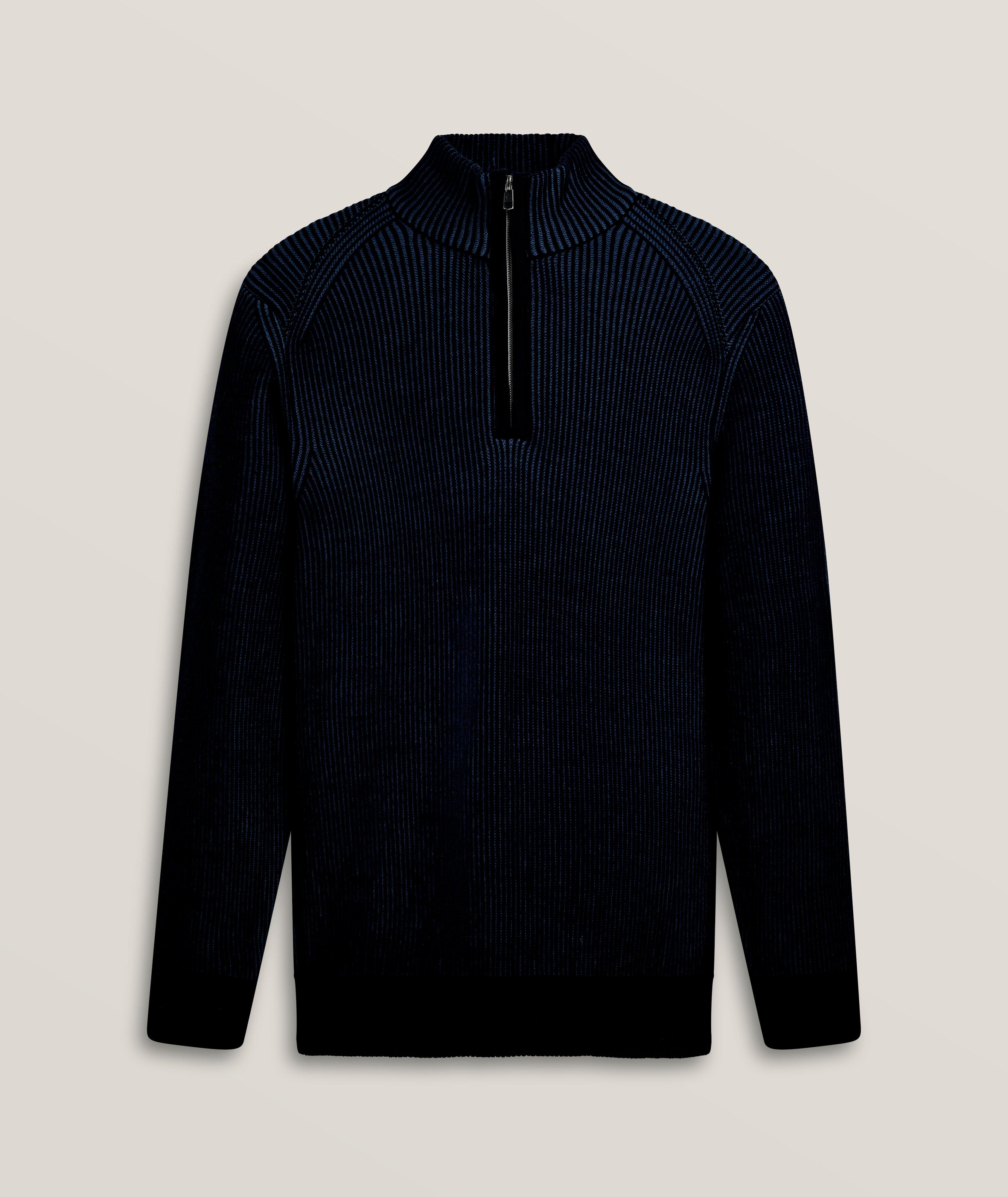 Cable Knit Merino Wool Quarter-Zip Sweater image 0